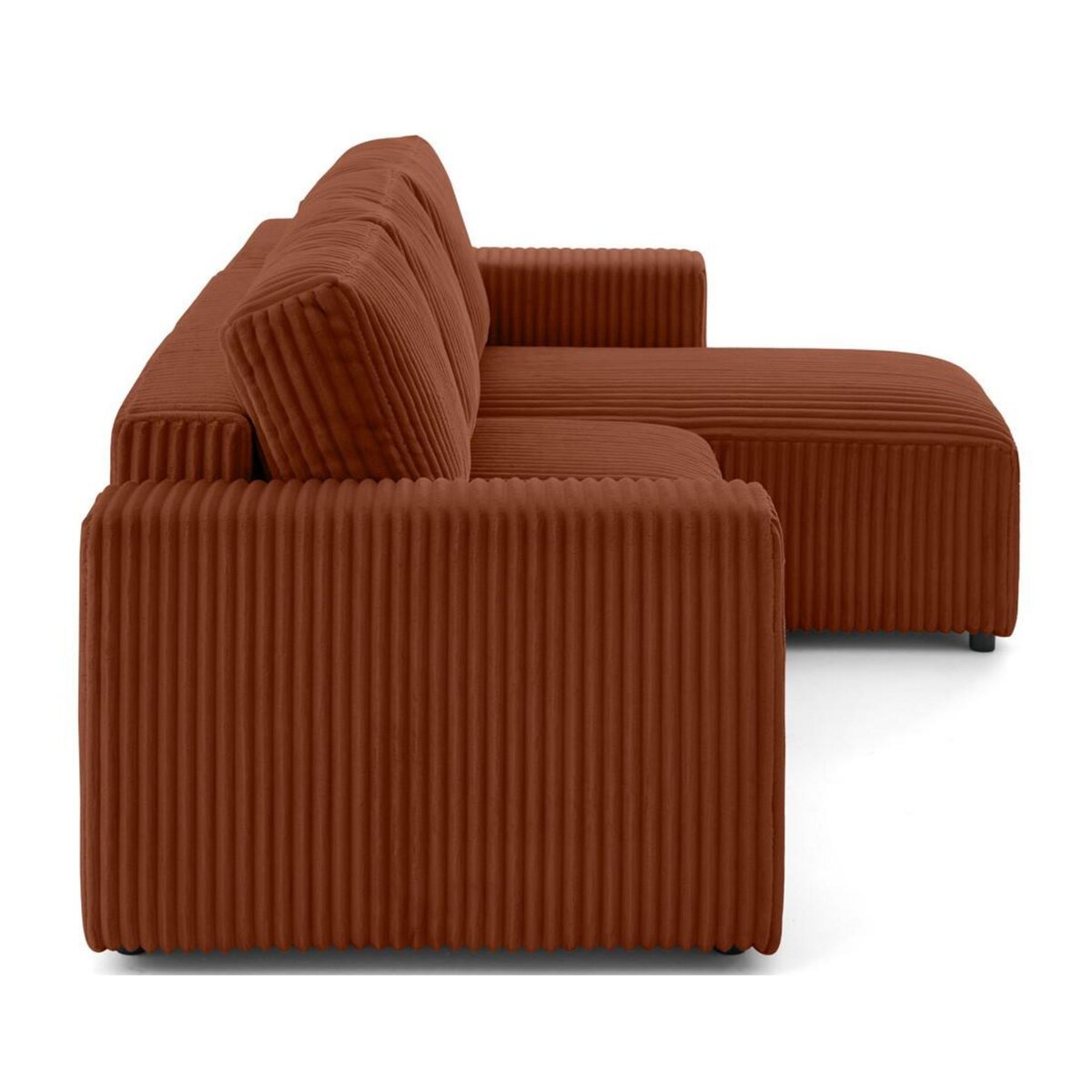 LISA DESIGN Livy - canapé d'angle réversible 4 places convertible avec coffre en velours côtelé grosses côtes