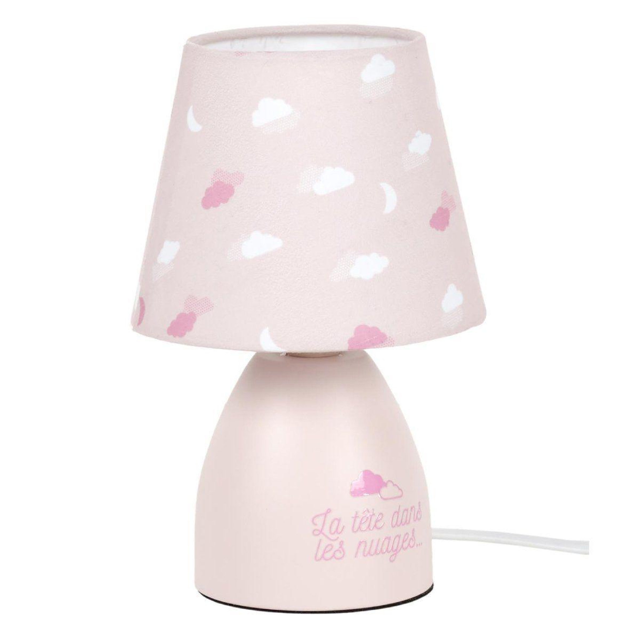 Voir la diapositive 2 : HOME DECO KIDS Lampe de chevet enfant  nuages  19cm rose