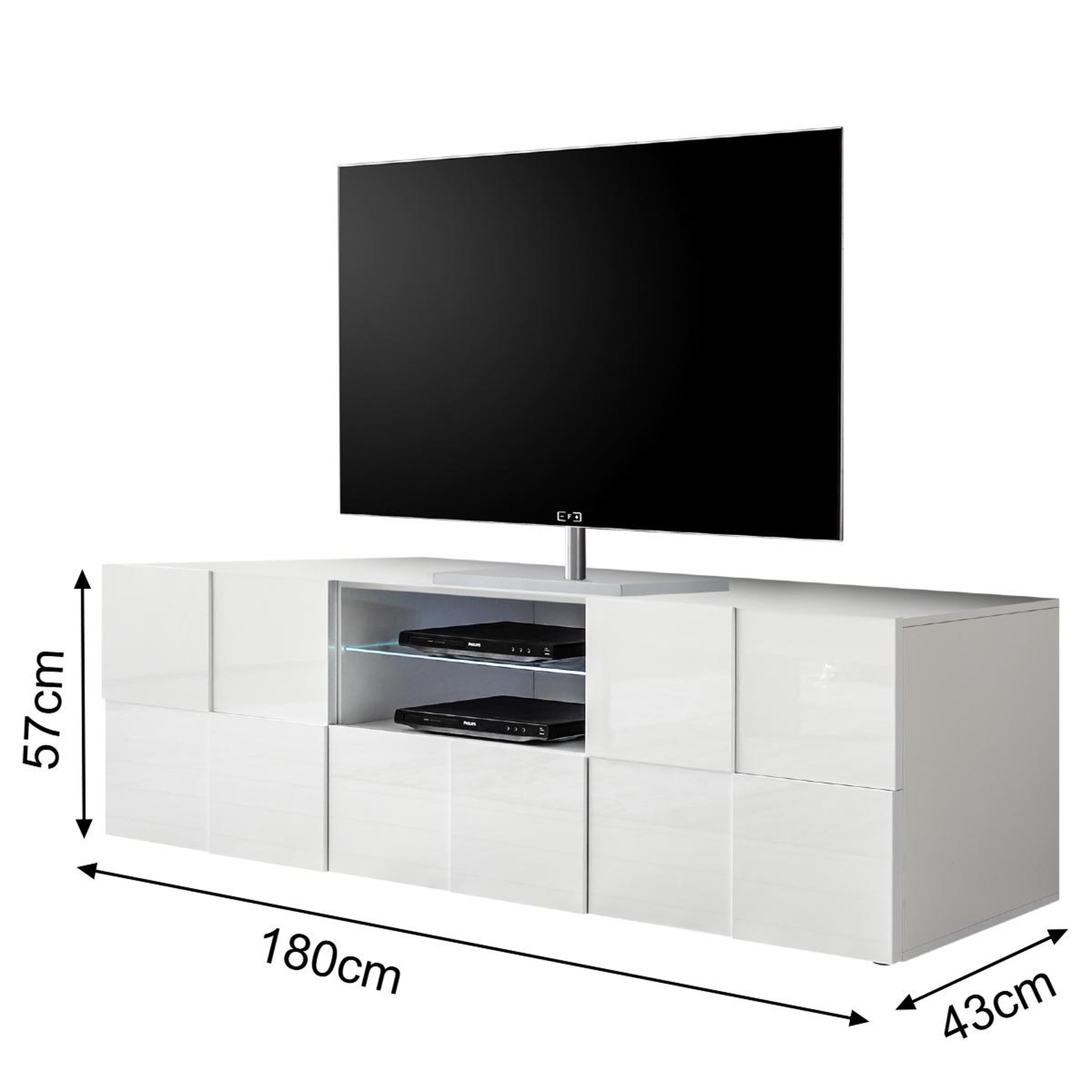 Voir la diapositive 6 : JLC KREATION Meuble tv design laqué blanc 180cm mado