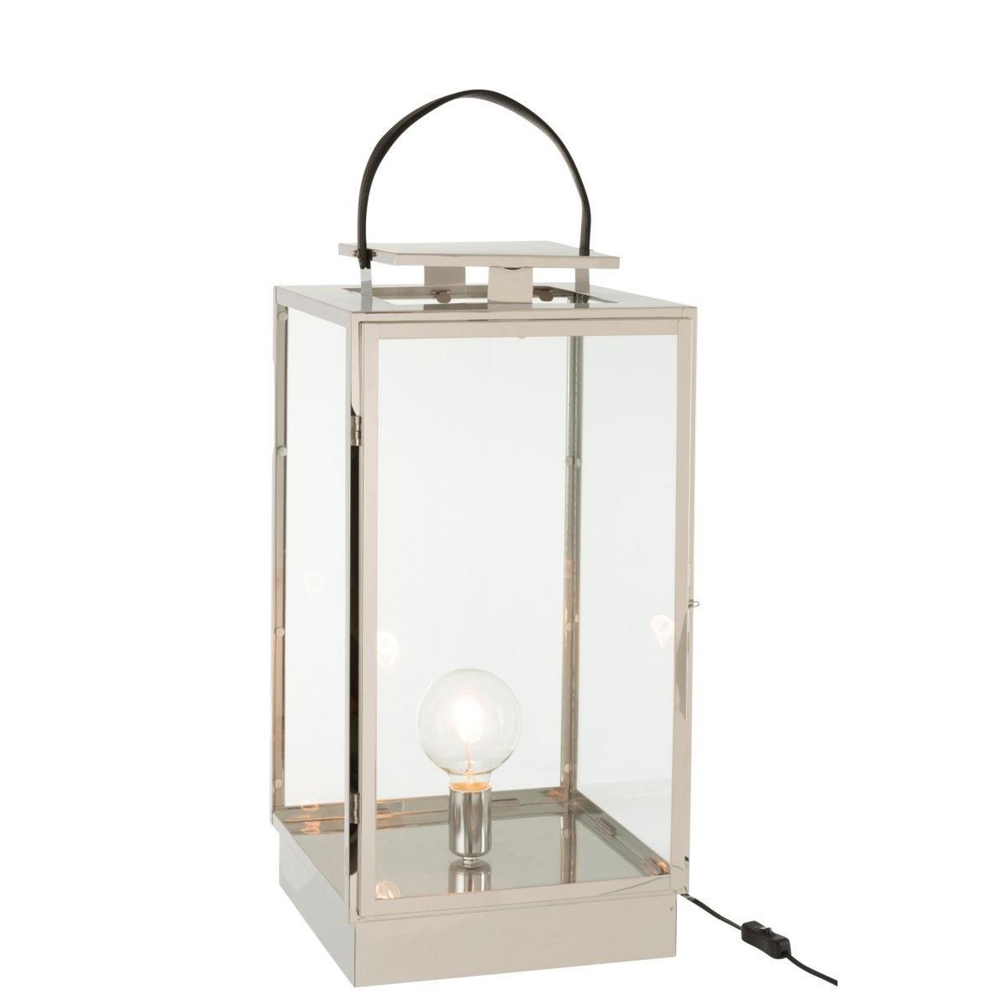 Voir la diapositive 3 : J-LINE Lanterne en Verre  Rosalinda  76cm Argent