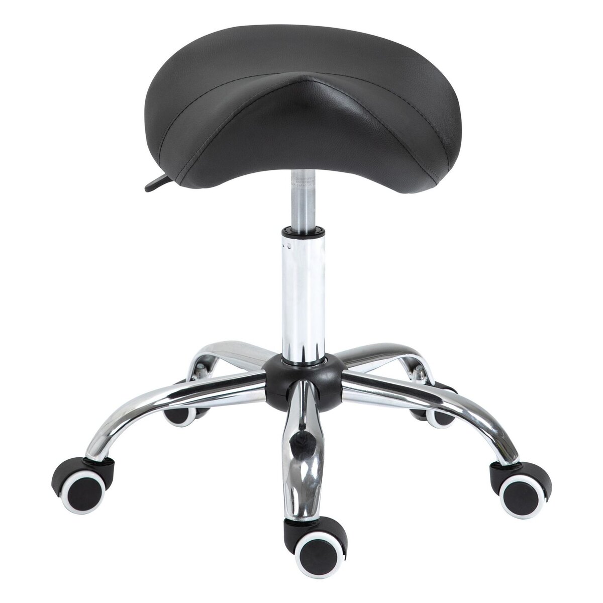 HOMCOM Tabouret de massage tabouret selle ergonomique pivotant 360° hauteur réglable revêtement synthétique noir chromé