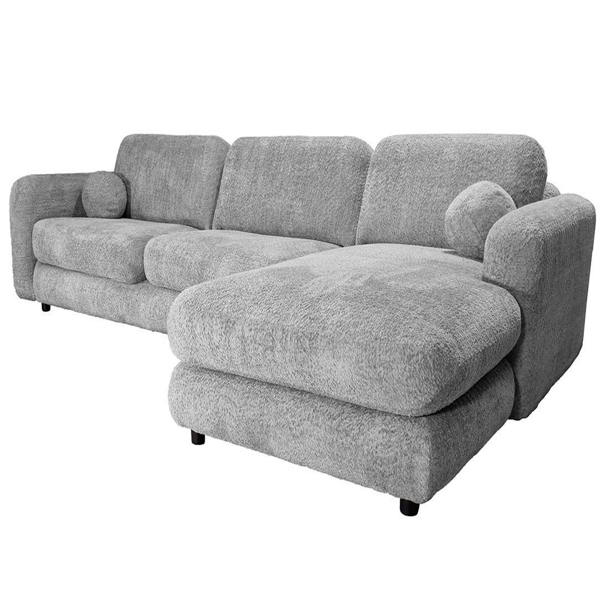 Voir la diapositive 4 : BEST MOBILIER Rachel - canapé d'angle droit 4 places en tissu bouclette
