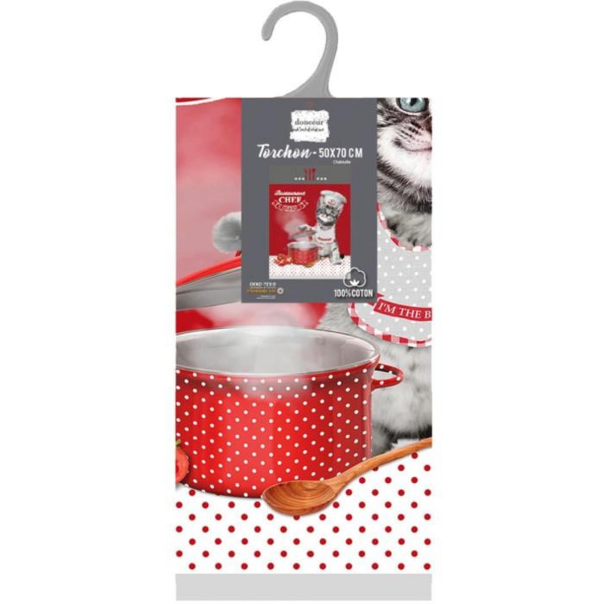 Paris Prix Torchon de Cuisine  Chatouille  50x70cm Rouge