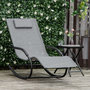 Voir la diapositive 2 : OUTSUNNY Chaise longue à bascule rocking chair design acier époxy noir textilène gris