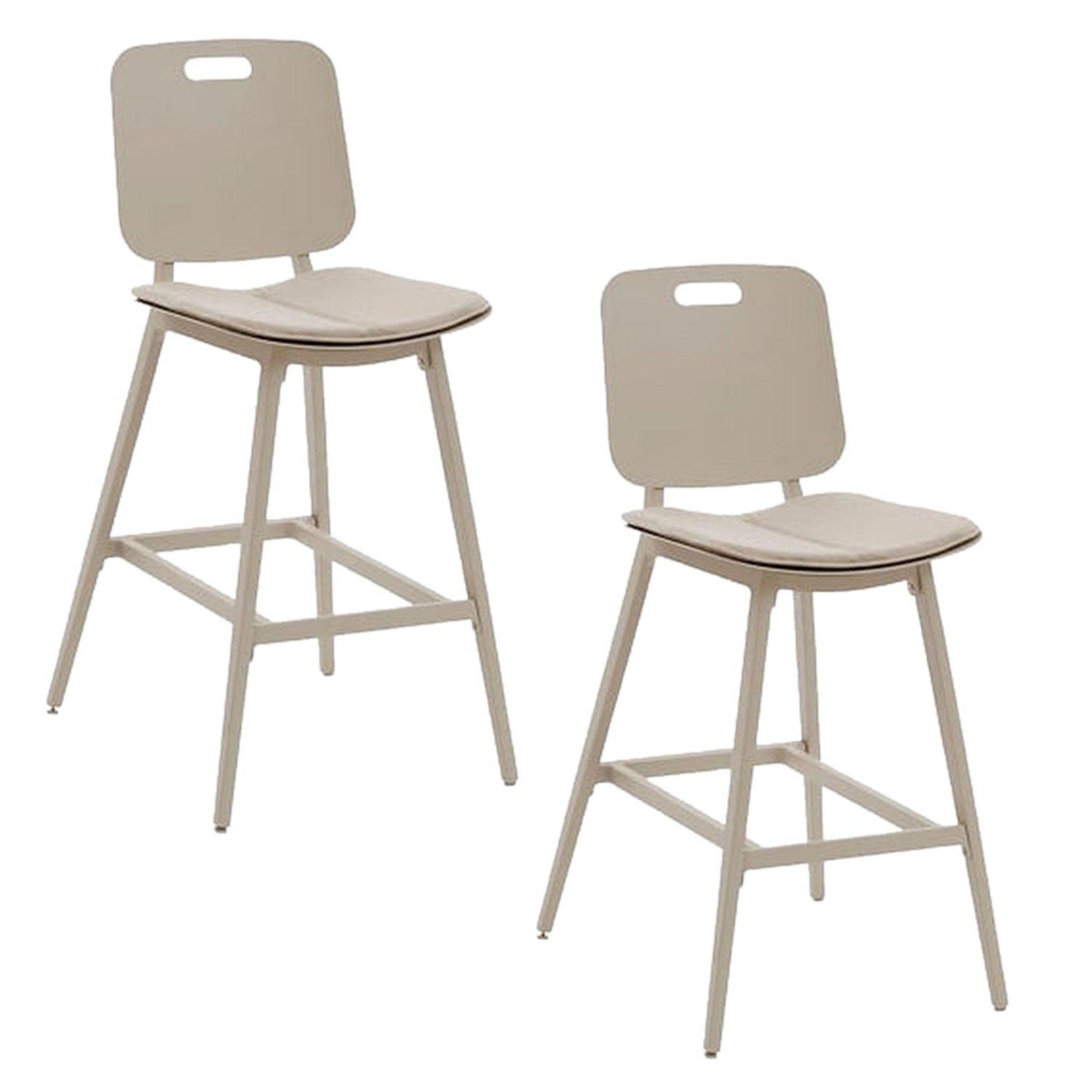 Voir la diapositive 1 : HESPERIDE Lot de 2 chaises hautes de jardin en aluminium TERZANO - Beige et argile