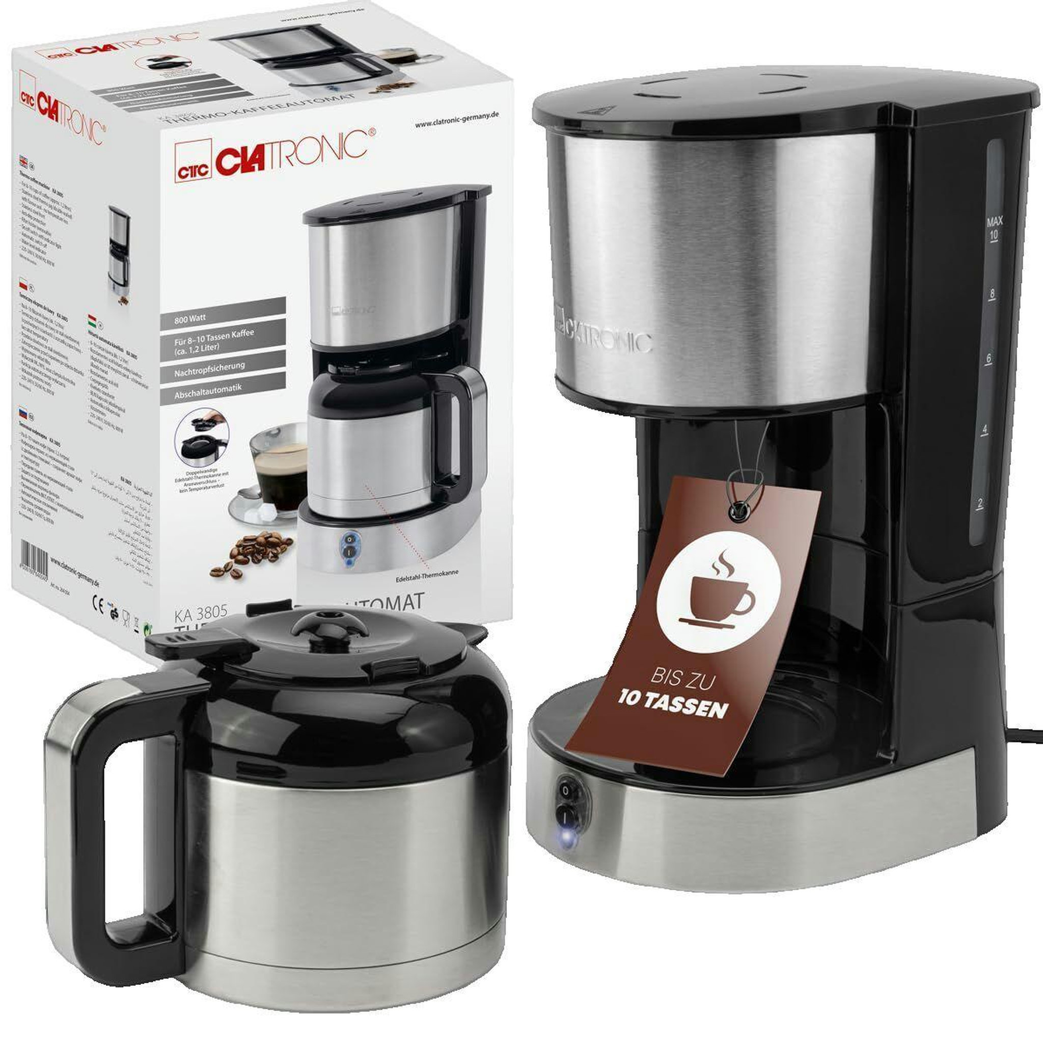 Voir la diapositive 2 : CLATRONIC Cafetière Clatronic KA 3805 en acier inoxydable