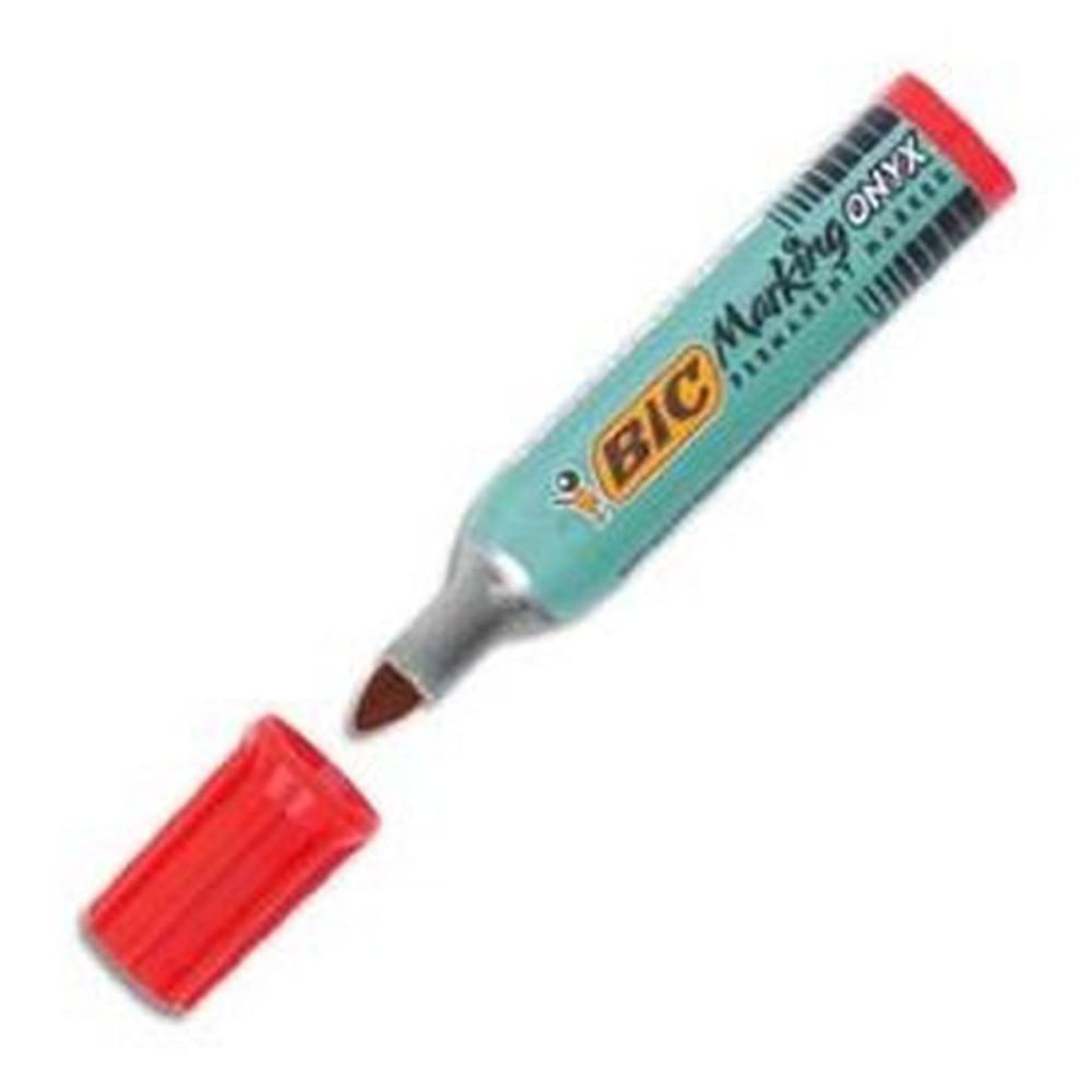 BIC Marqueur permanent rouge, pointe ogive BIC Marking Onyx 1482, corps métal, trait 1,5 mm, encre indélébile multi-surfaces