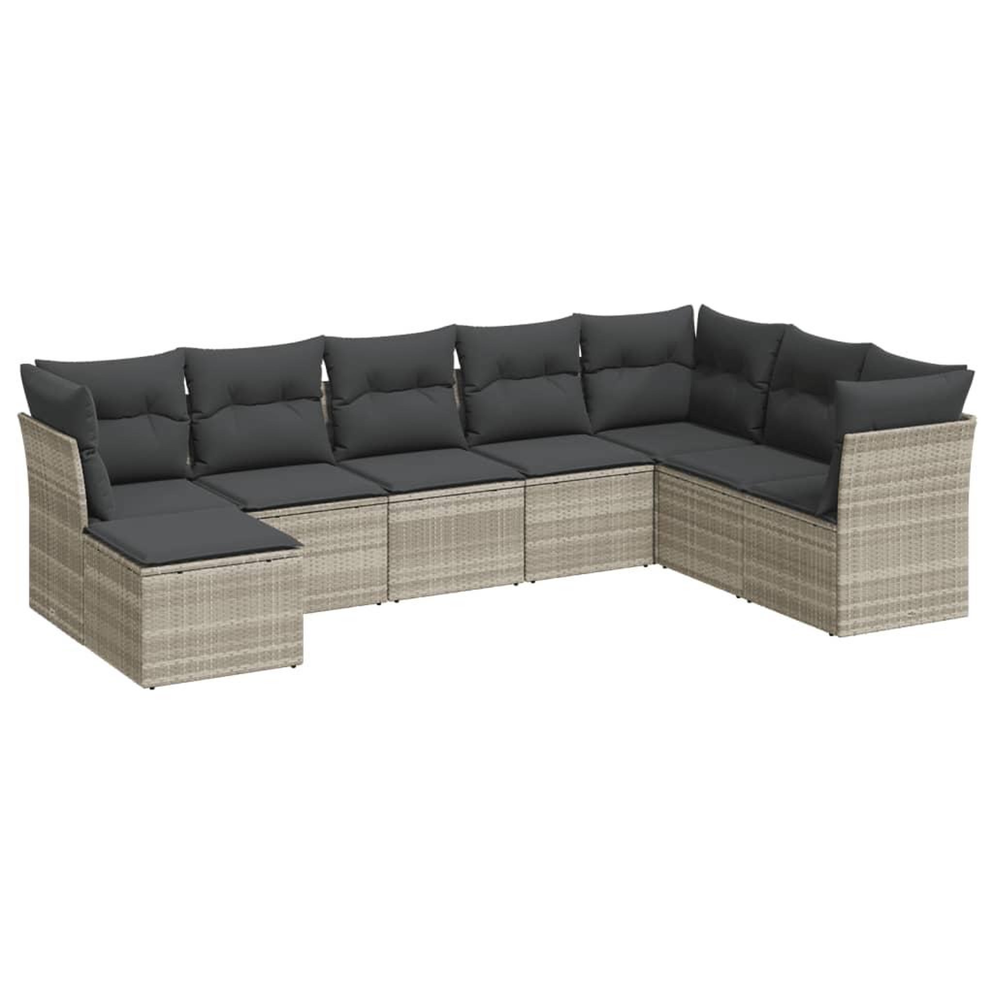 Voir la diapositive 2 : VIDAXL Salon de jardin 8 pcs avec coussins gris clair resine tressee