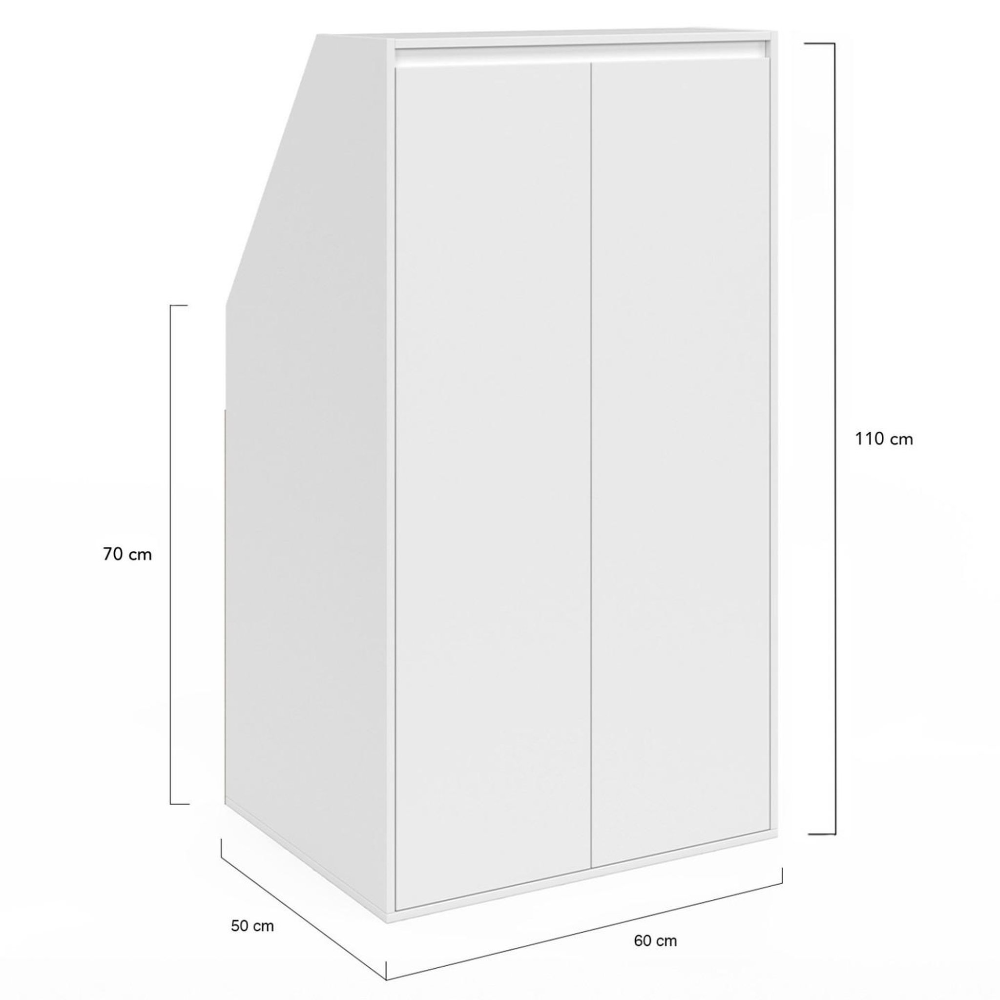 Voir la diapositive 5 : ID MARKET Armoire sous pente 2 portes tomi 60 x 50 x 110/70 cm blanc