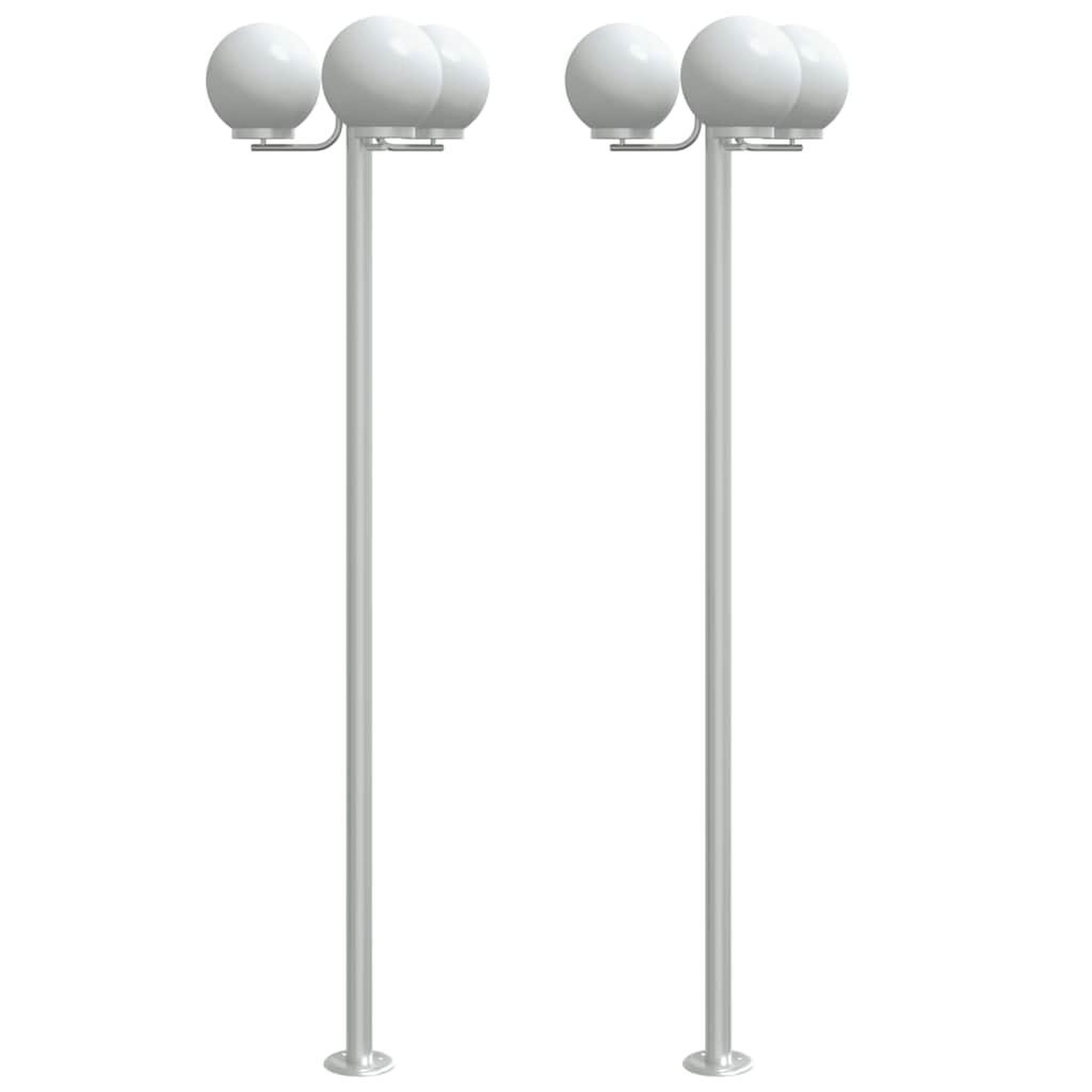 Voir la diapositive 2 : VIDAXL Lampadaires d'exterieur 2 pcs argente 215 cm acier inoxydable