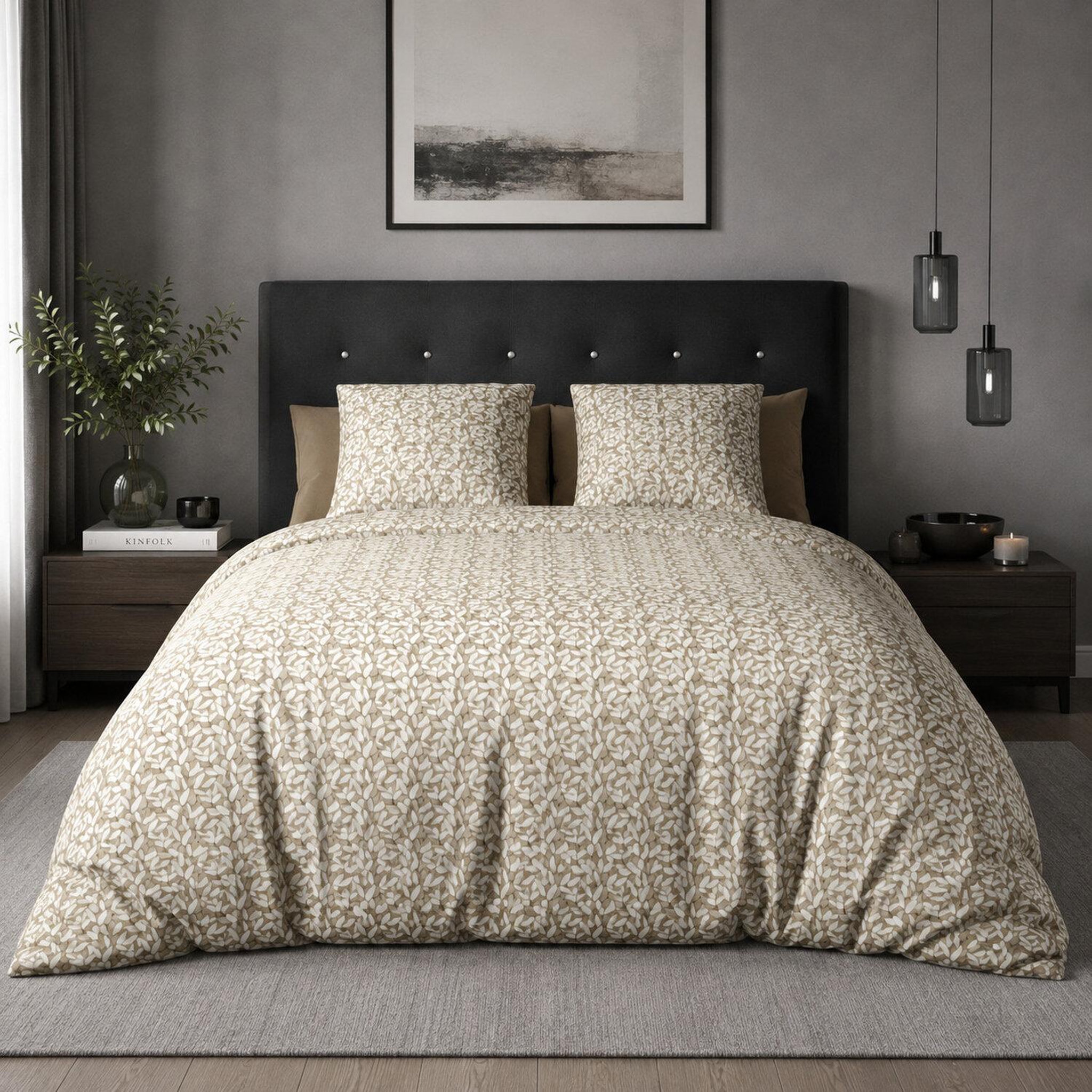 Voir la diapositive 2 : Les Ateliers du Linge Parure housse de couette 100%polyester 60gsm, carmel