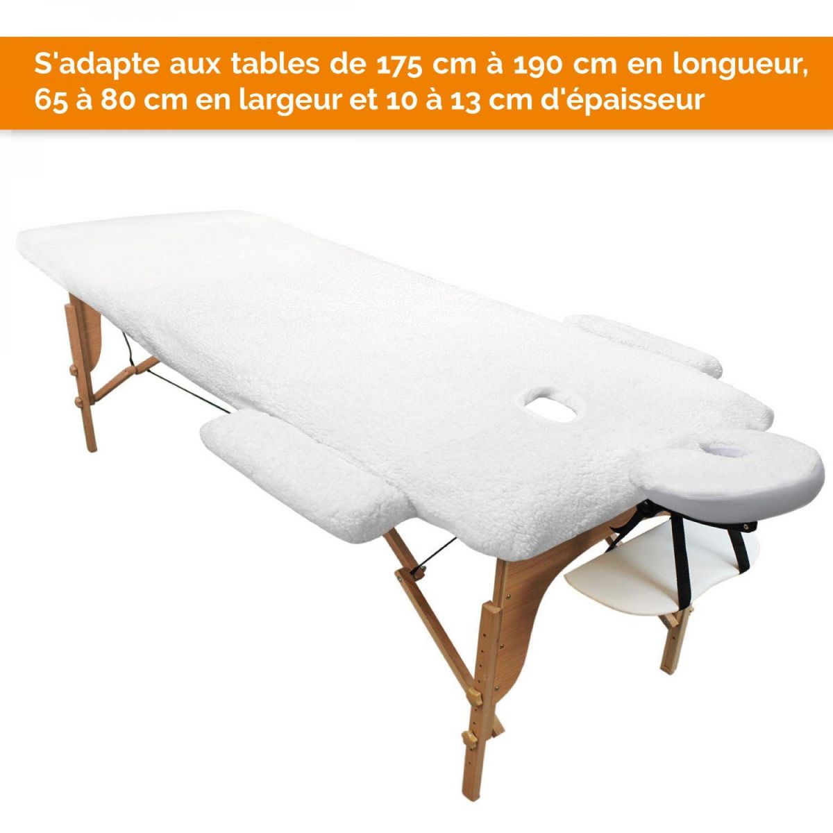 VIVEZEN Kit complet de housses polaires pour table de massage - Sherpa - Blanc