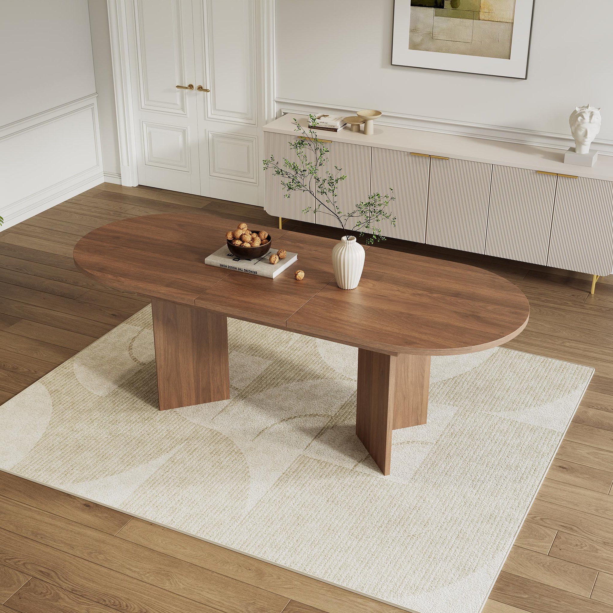 Voir la diapositive 4 : MERAX Table extensible 120/160x80 cm pour 4-6 personnes avec angles arrondis