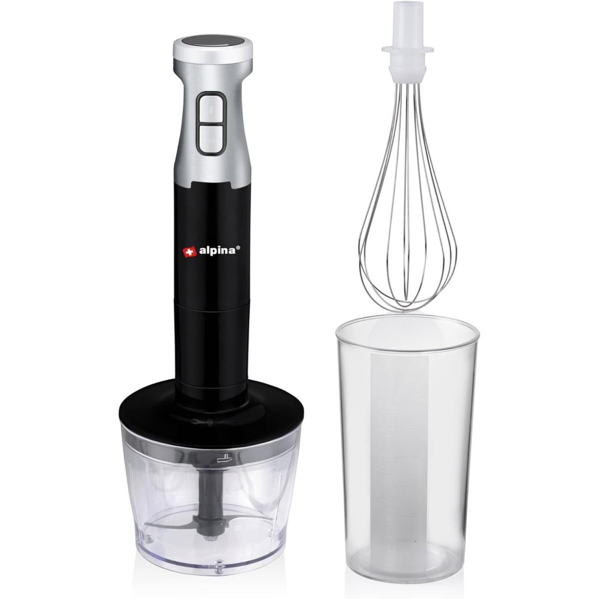 Voir la diapositive 1 : Alpina Mixeur plongeant Inox avec hachoir 1000W 2 Vitesses + Turbo Fouet ALPINA