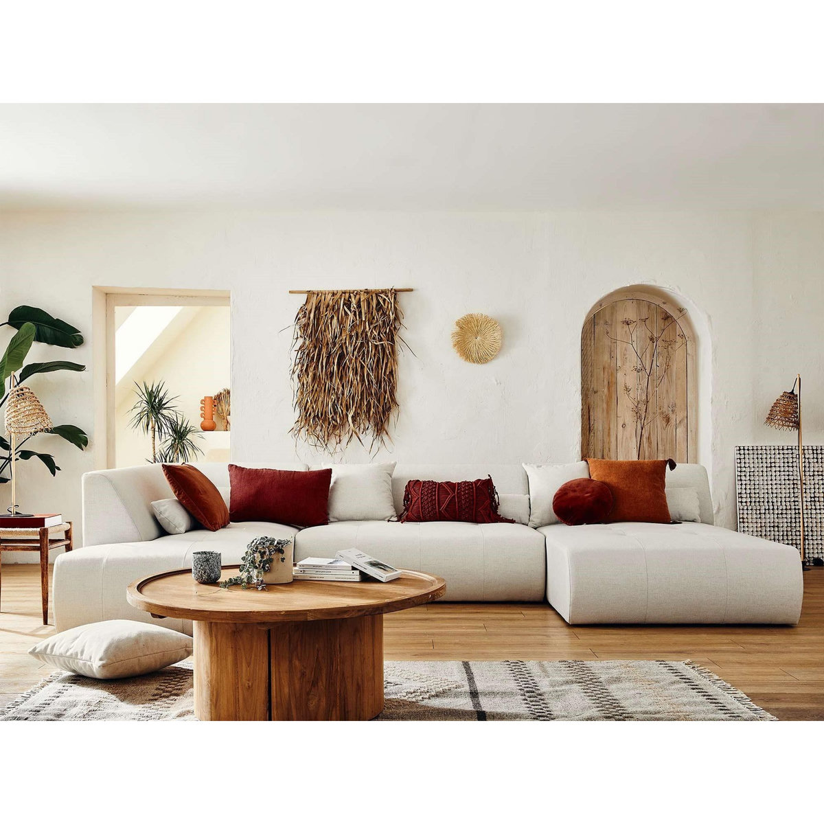 LISA DESIGN Onyx - canapé modulable panoramique d'angle gauche 7 places - en tissu