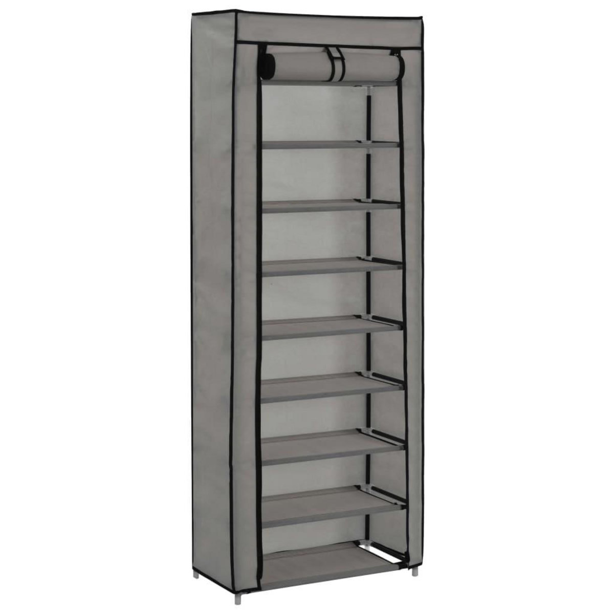 VIDAXL Armoire a chaussures avec housse Gris 57x29x162 cm Tissu