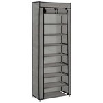 VIDAXL Armoire a chaussures avec housse Gris 57x29x162 cm Tissu