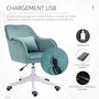 Voir la diapositive 5 : HOMCOM Chaise de bureau velours fauteuil bureau massant coussin lombaire intégré hauteur réglable pivotante 360° vert menthe