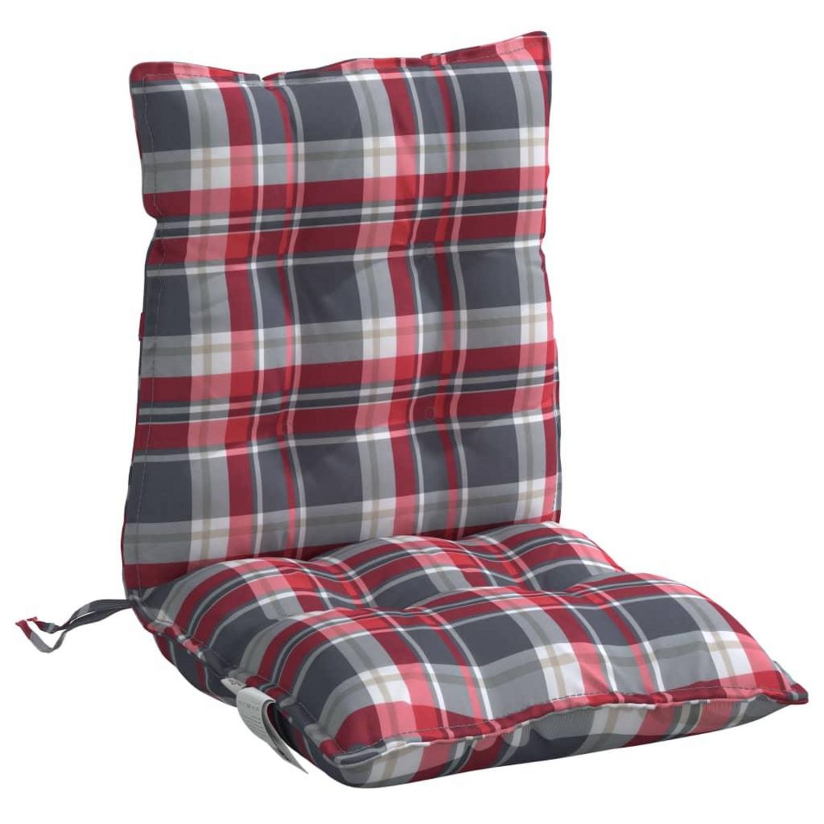 VIDAXL Coussins de chaise a dossier bas lot de 2 motif carreaux rouge