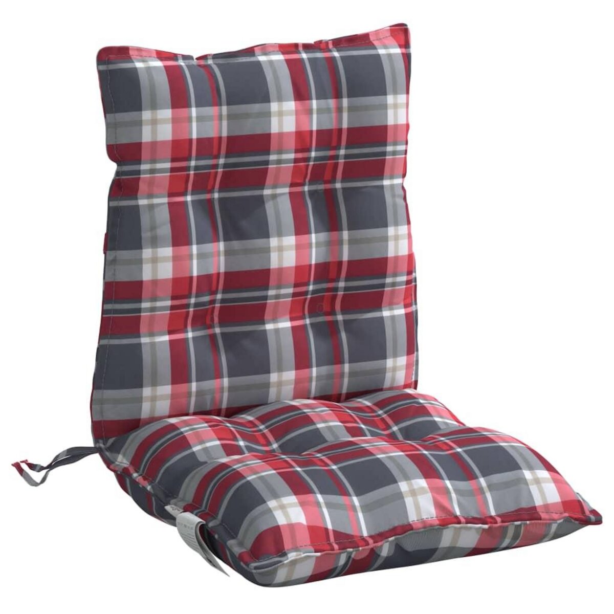 VIDAXL Coussins de chaise a dossier bas lot de 2 motif carreaux rouge