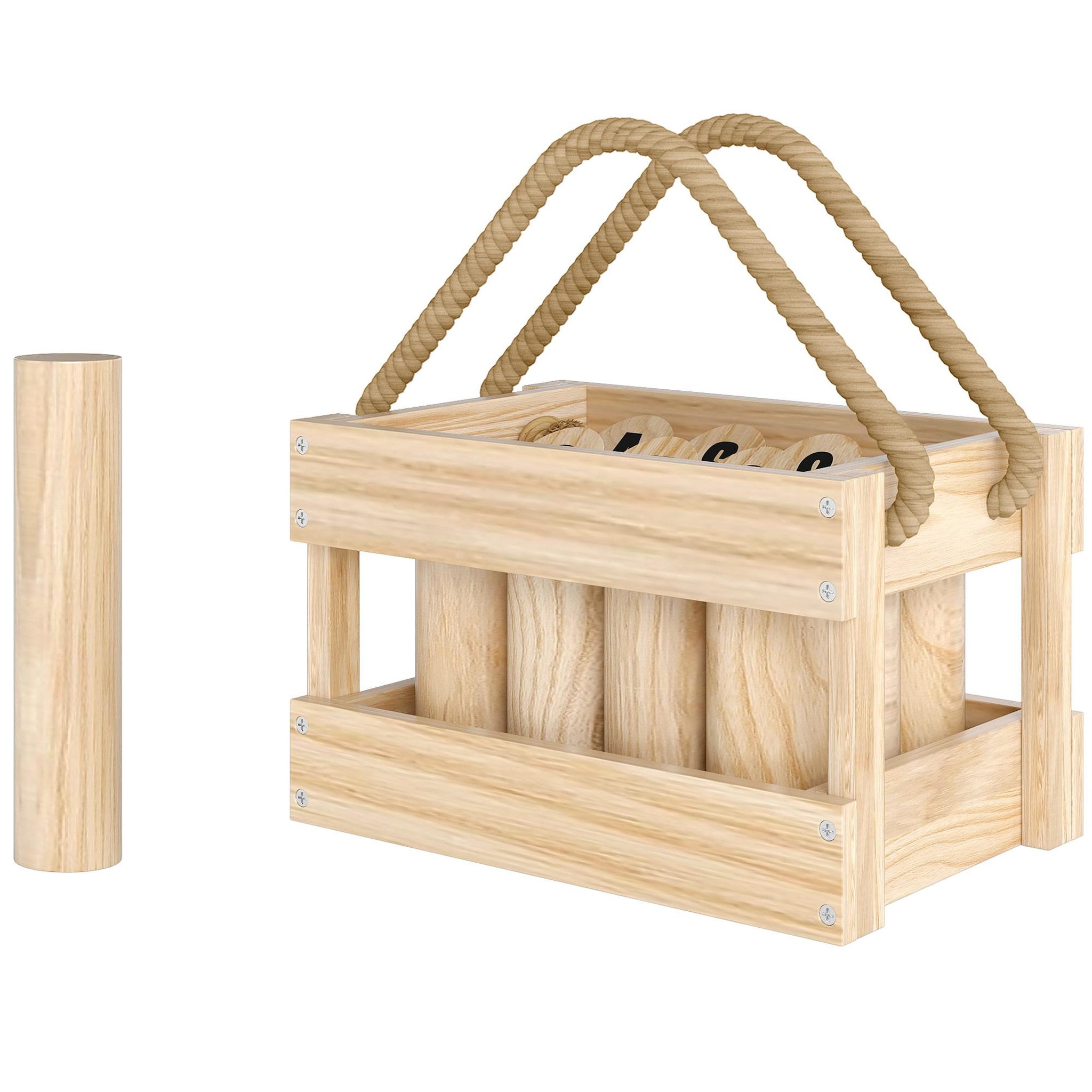 Voir la diapositive 4 : HOMCOM Jeu de quilles finlandaises - 12 quilles, bâton et panier de transport - bois de pin