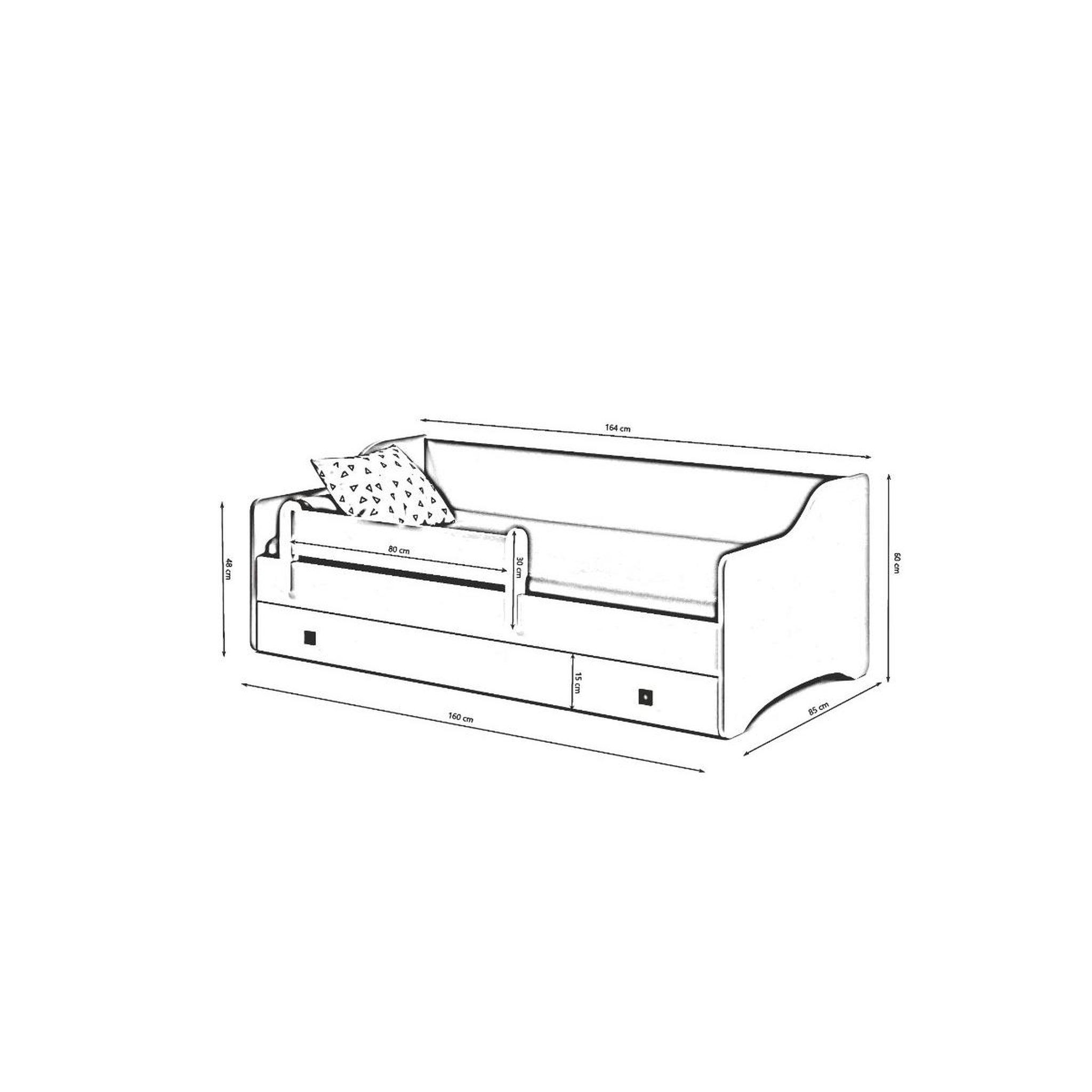 Voir la diapositive 2 : KOBI Lit enfant ERYK + tiroir de rangement 160 avec matelas