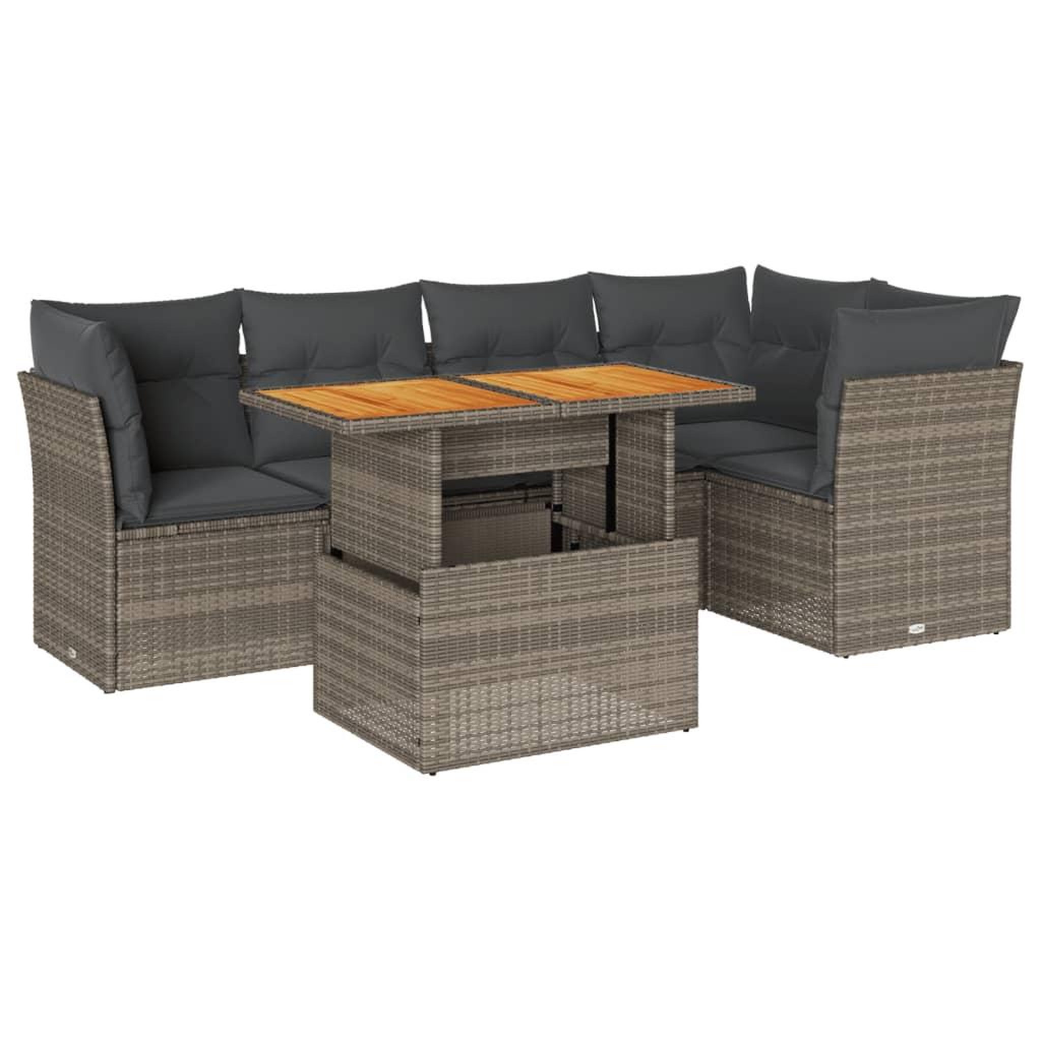 Voir la diapositive 2 : VIDAXL Salon de jardin 6 pcs avec coussins gris resine tressee