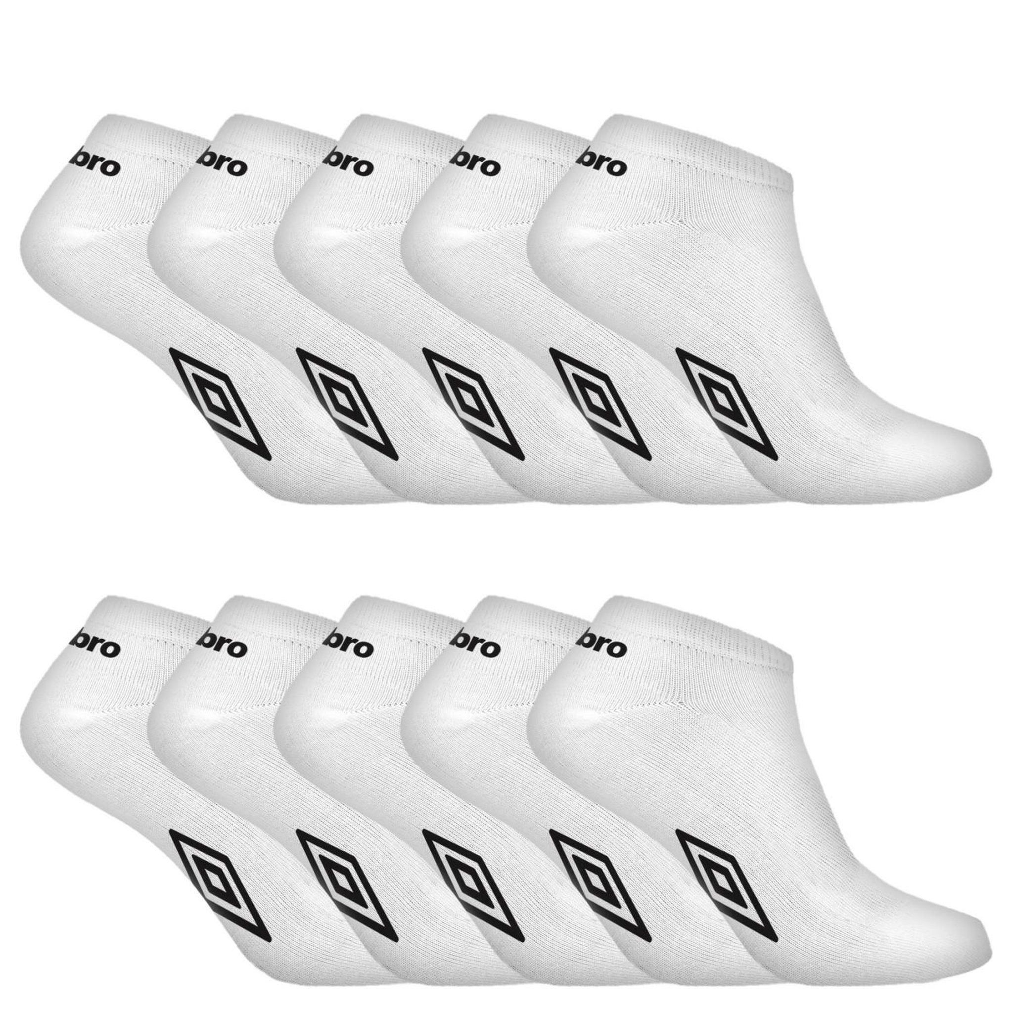 UMBRO Lot de 10 paires de chaussettes tiges courtes homme. Coloris disponibles : Blanc