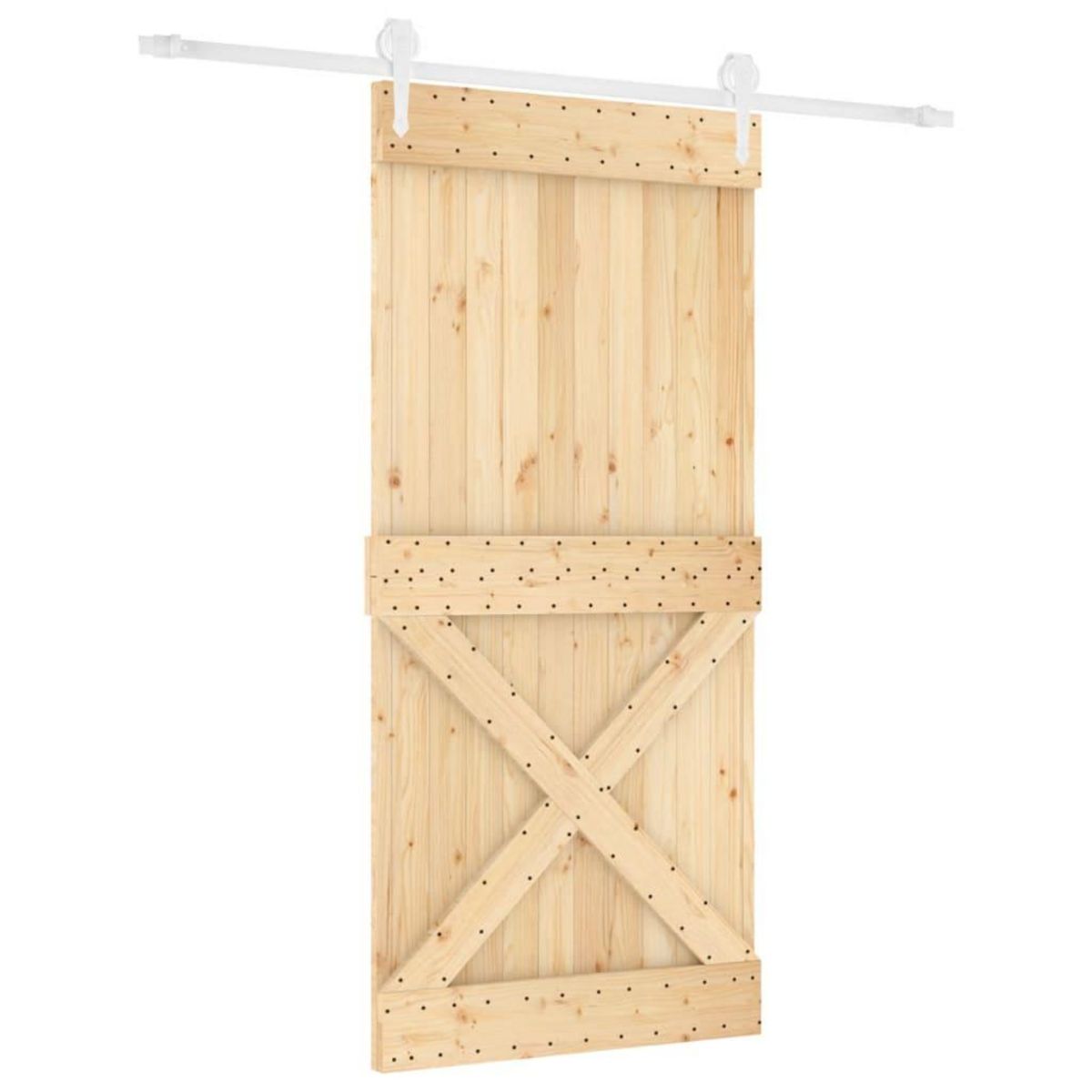 VIDAXL Porte coulissante et kit de quincaillerie 95x210 cm pin massif