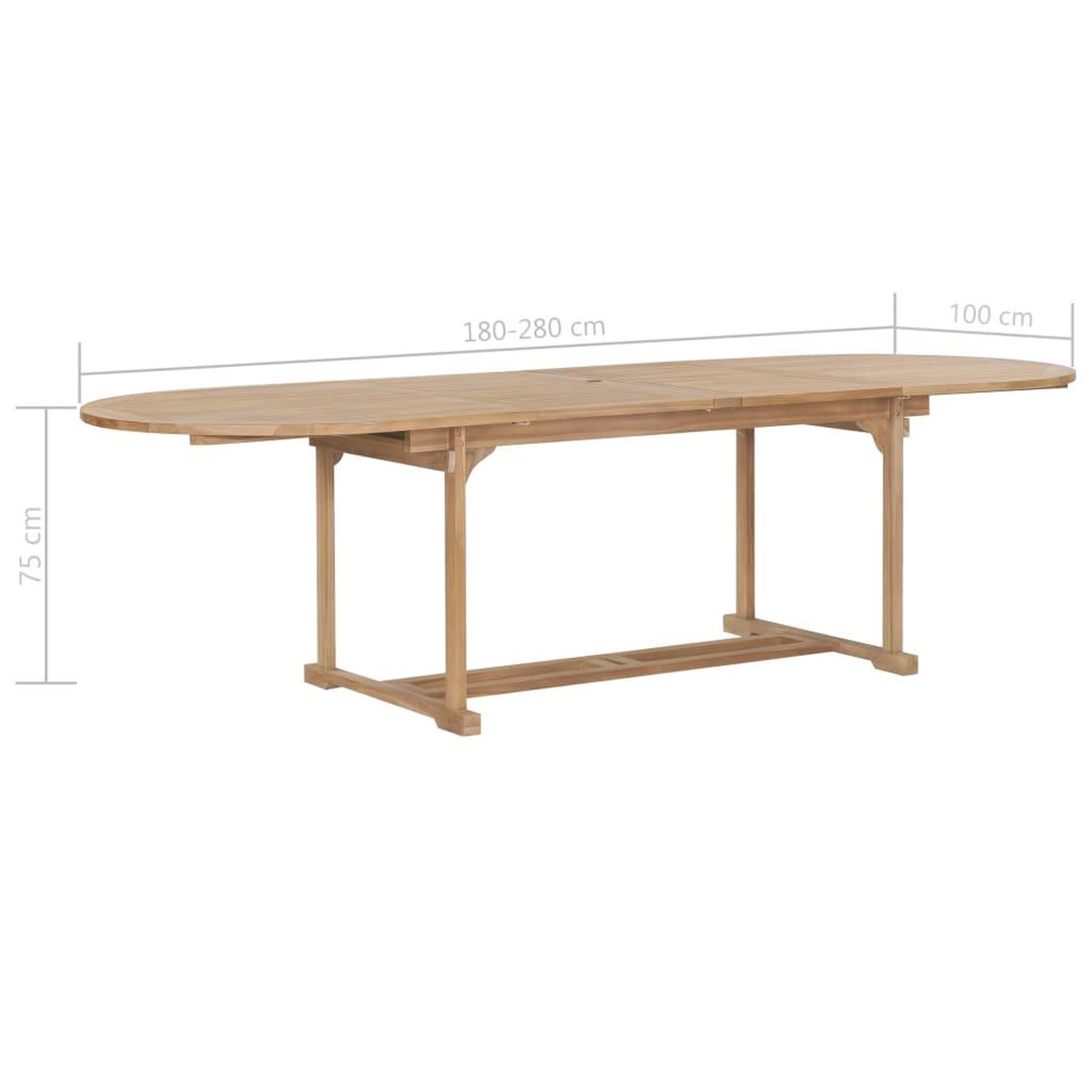 Voir la diapositive 6 : VIDAXL Table extensible de jardin 180-280x100x75 cm Teck solide Ovale
