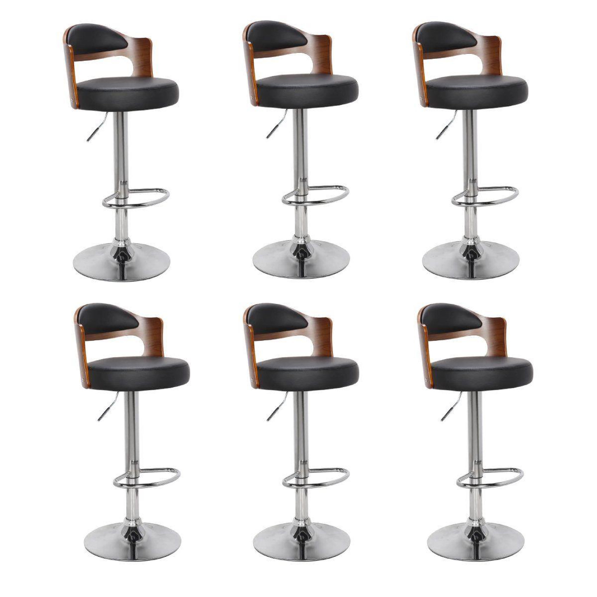 Paris Prix Lot de 6 chaises de bar  wilson  90-110cm noir & marron