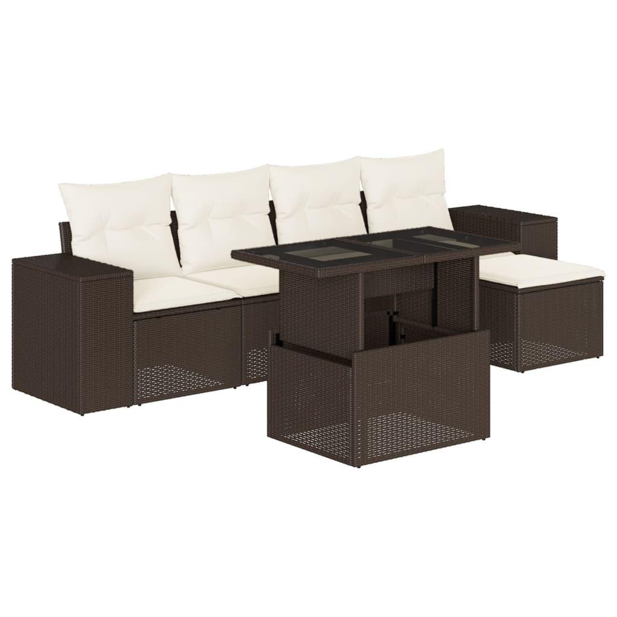 Voir la diapositive 2 : VIDAXL Salon de jardin avec coussins 6 pcs marron resine tressee
