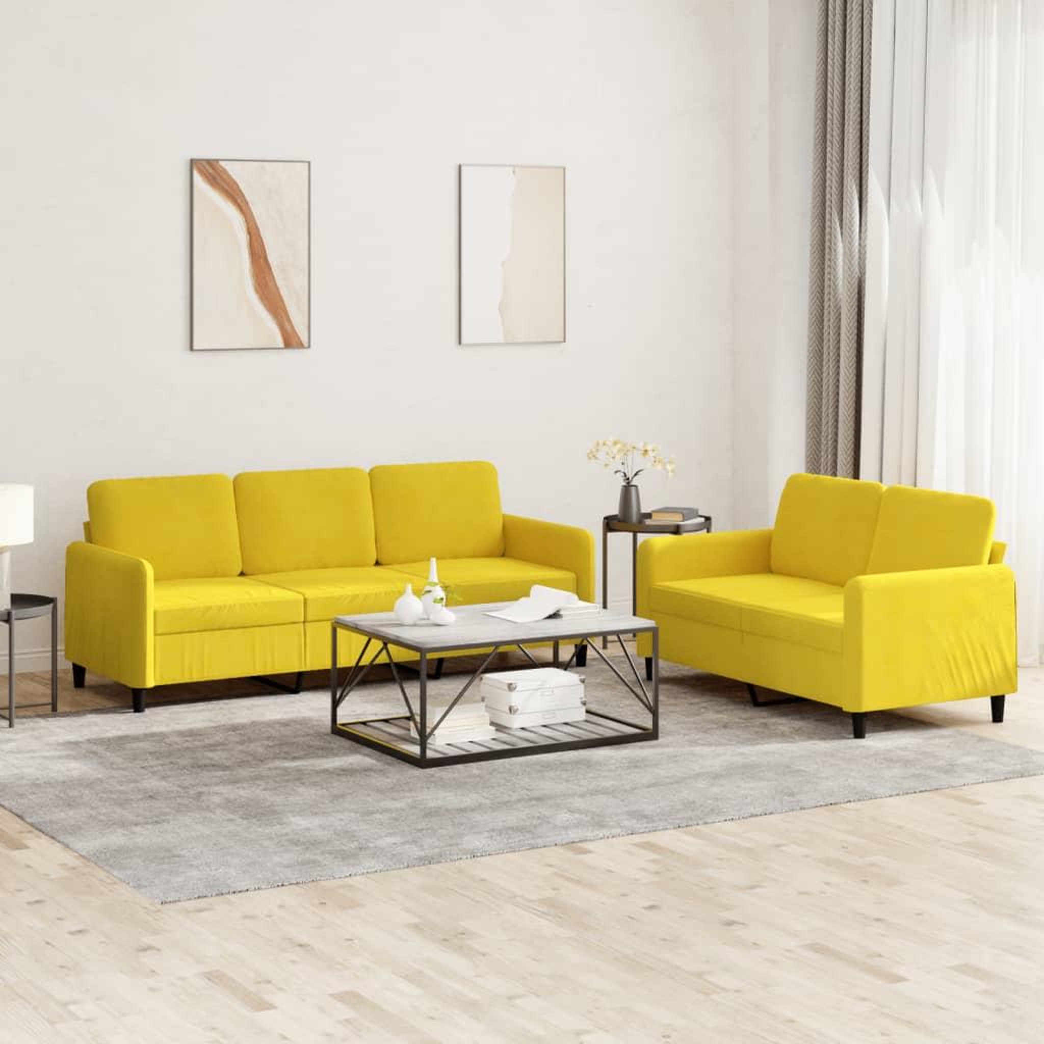 VIDAXL Ensemble de canapes 2 pcs jaune velours