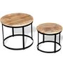 Voir la diapositive 2 : VIDAXL Table basse 2 pcs Bois de manguier brut Rond 40/50 cm