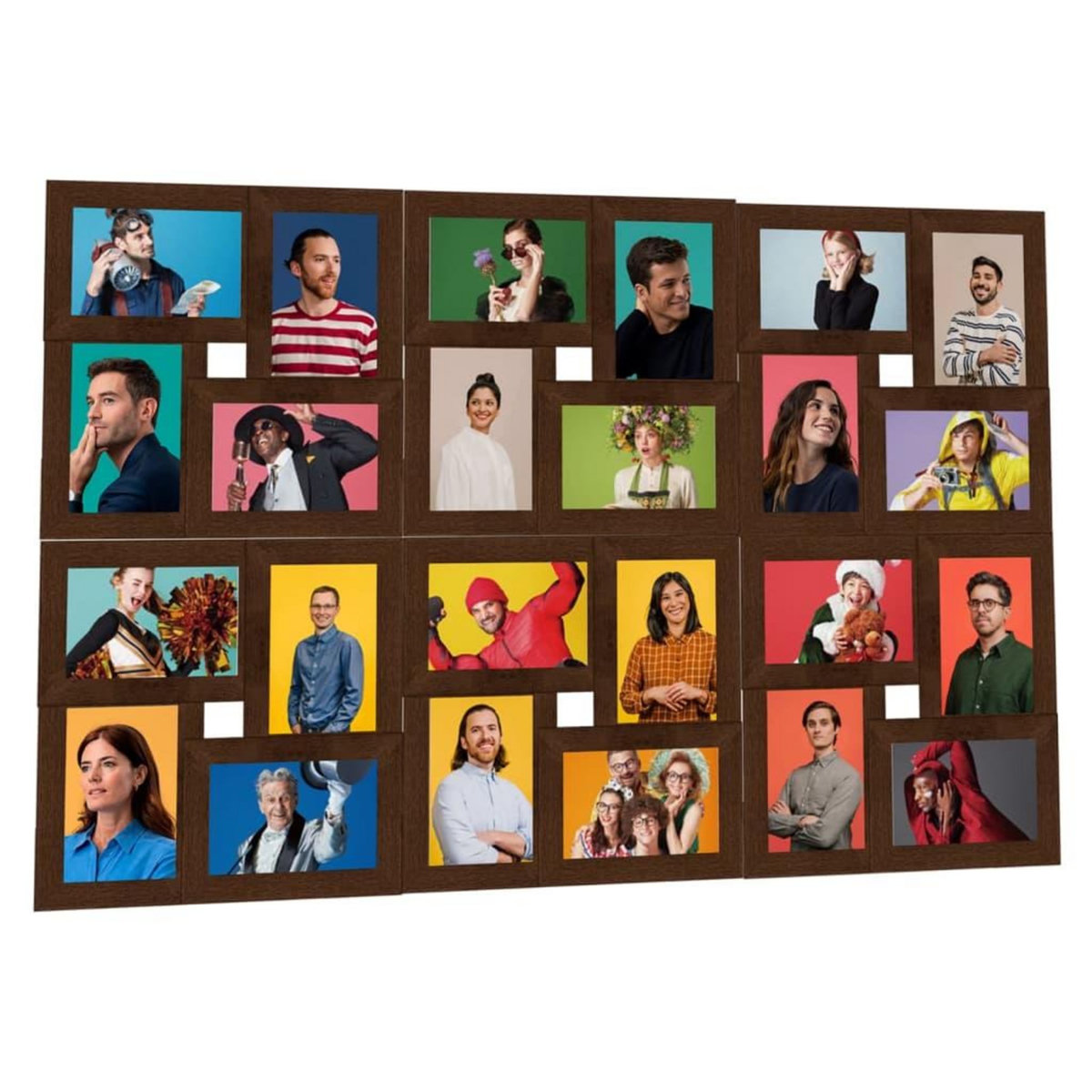 VIDAXL Collage de cadres photo de photo 24x(13x18 cm) Marron fonce MDF