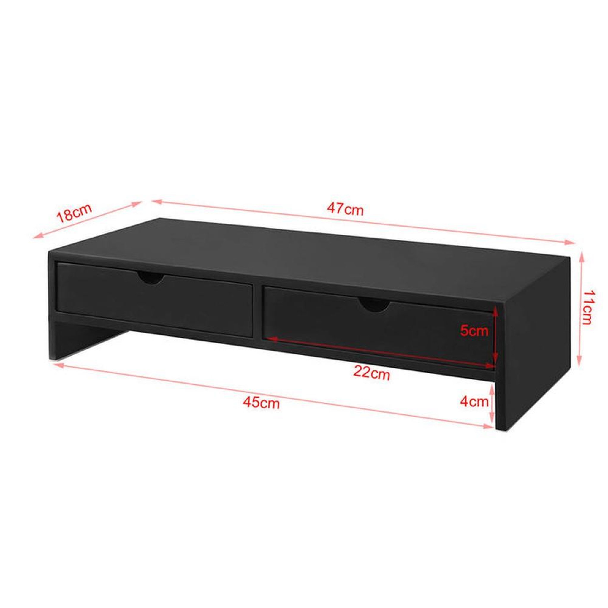 Voir la diapositive 3 : SOBUY Support Écran avec 2 Tiroirs Noir 47x18x11cm BBF02-SCH