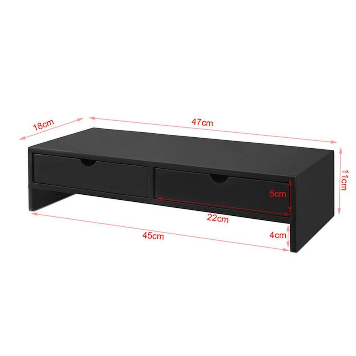 SOBUY Support Écran avec 2 Tiroirs Noir 47x18x11cm BBF02-SCH