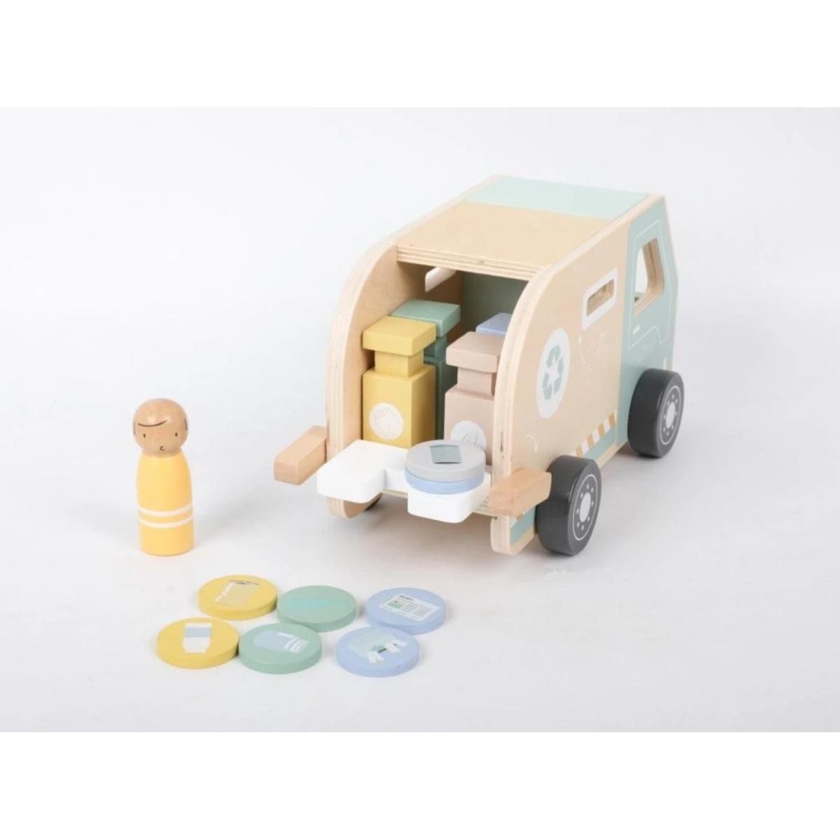 ELINELI Véhicule éveil camion poubelle en bois