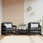 VIDAXL Chaises de jardin lot de 2 noir bois massif de pin