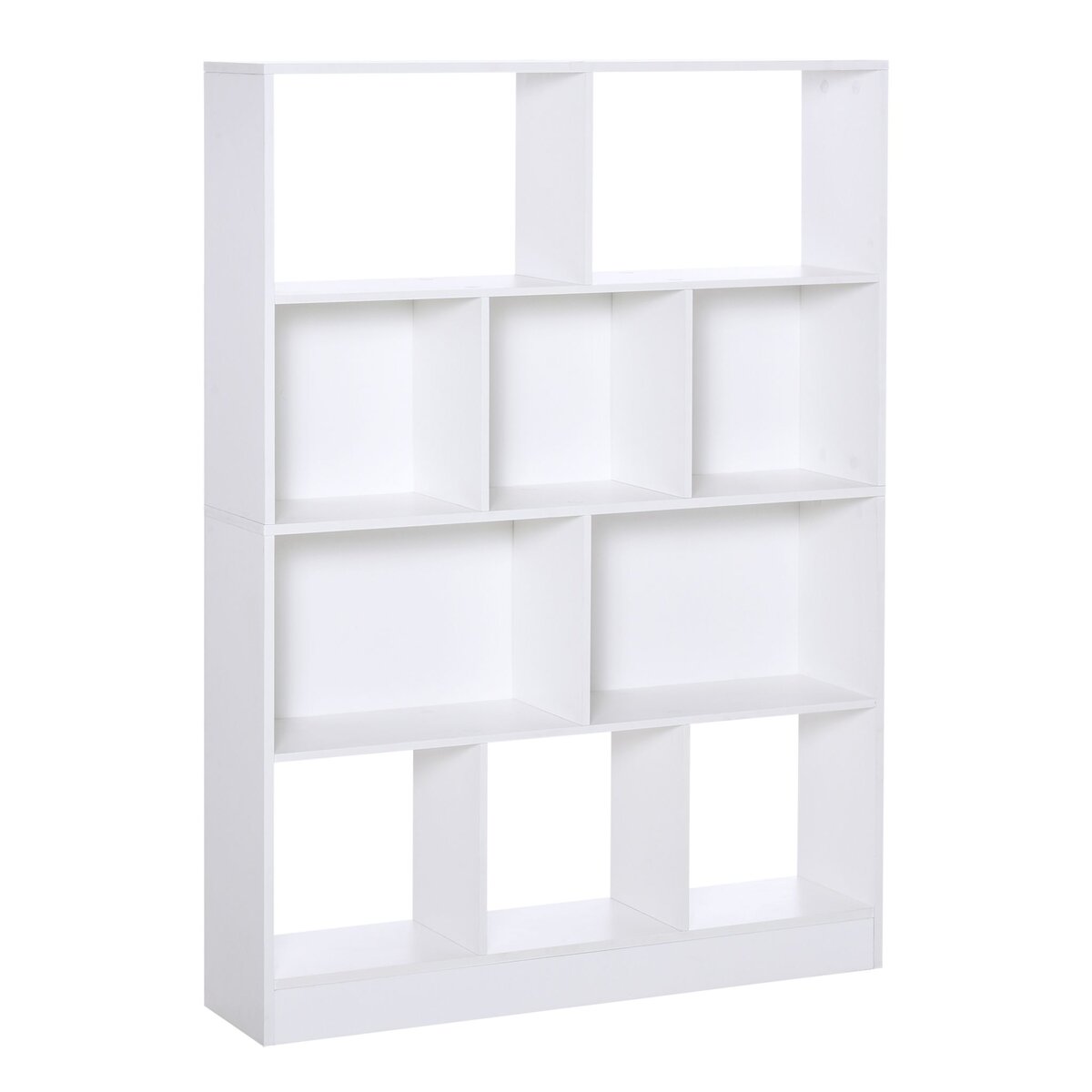 HOMCOM Bibliothèque étagère meuble de rangement 5 niches + 5 étagères panneaux particules blanc