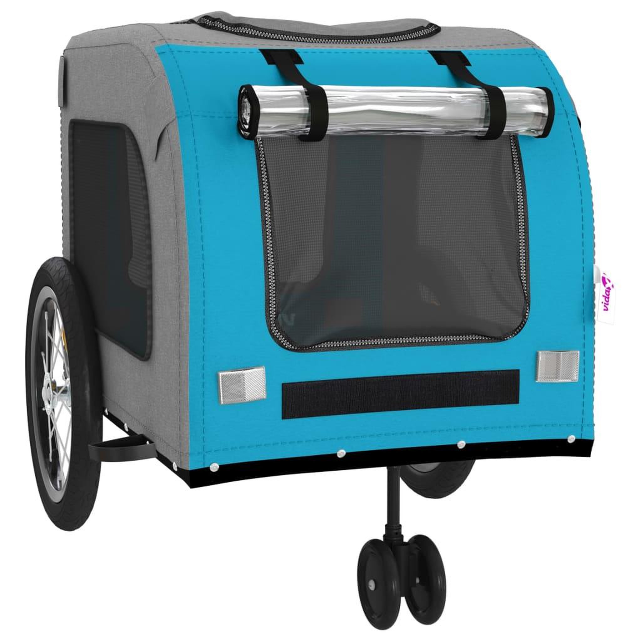 Voir la diapositive 5 : VIDAXL Remorque de velo pour animaux de compagnie bleu et gris