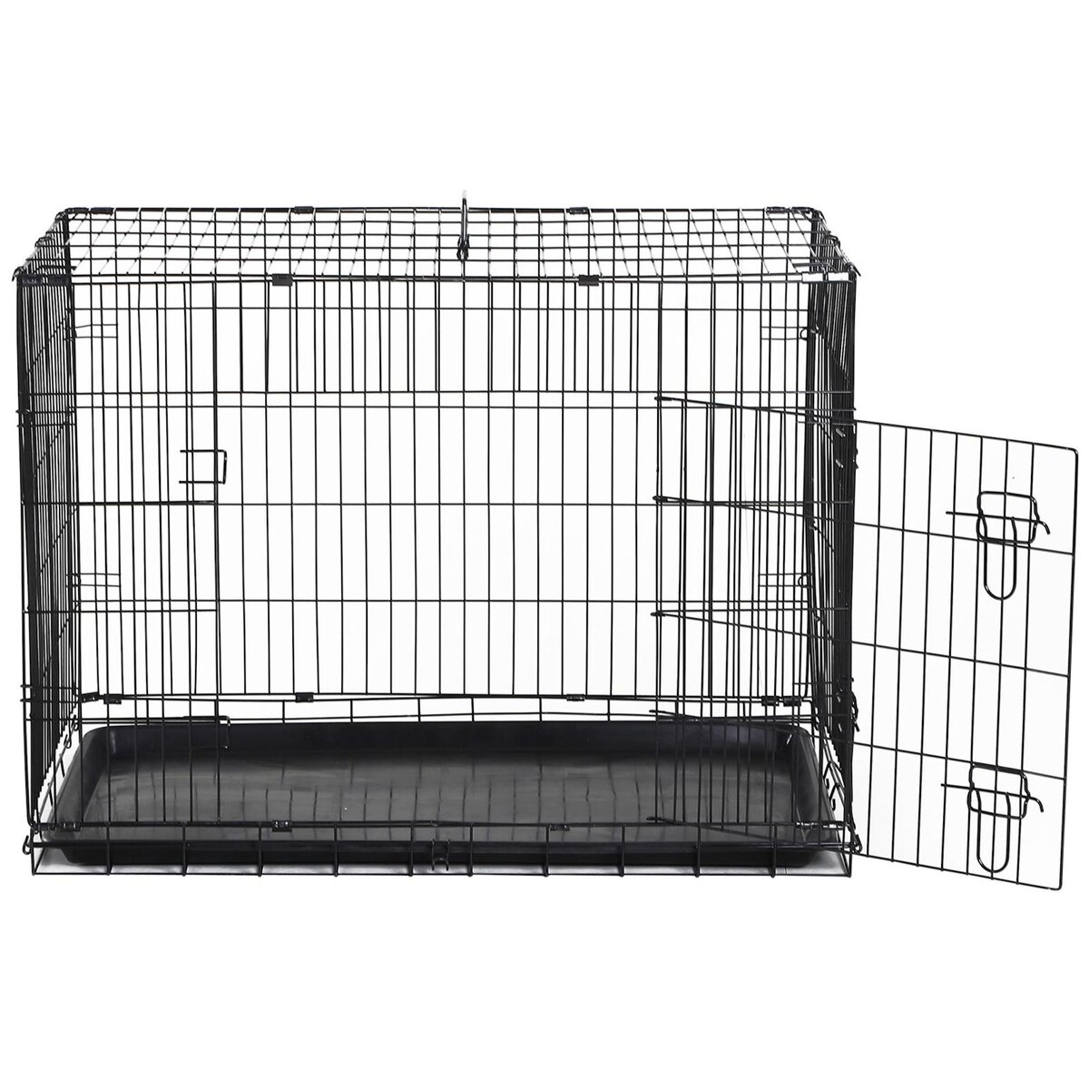 PAWHUT Cage caisse de transport pliante pour chien en métal noir 91 x 61 x 67 cm