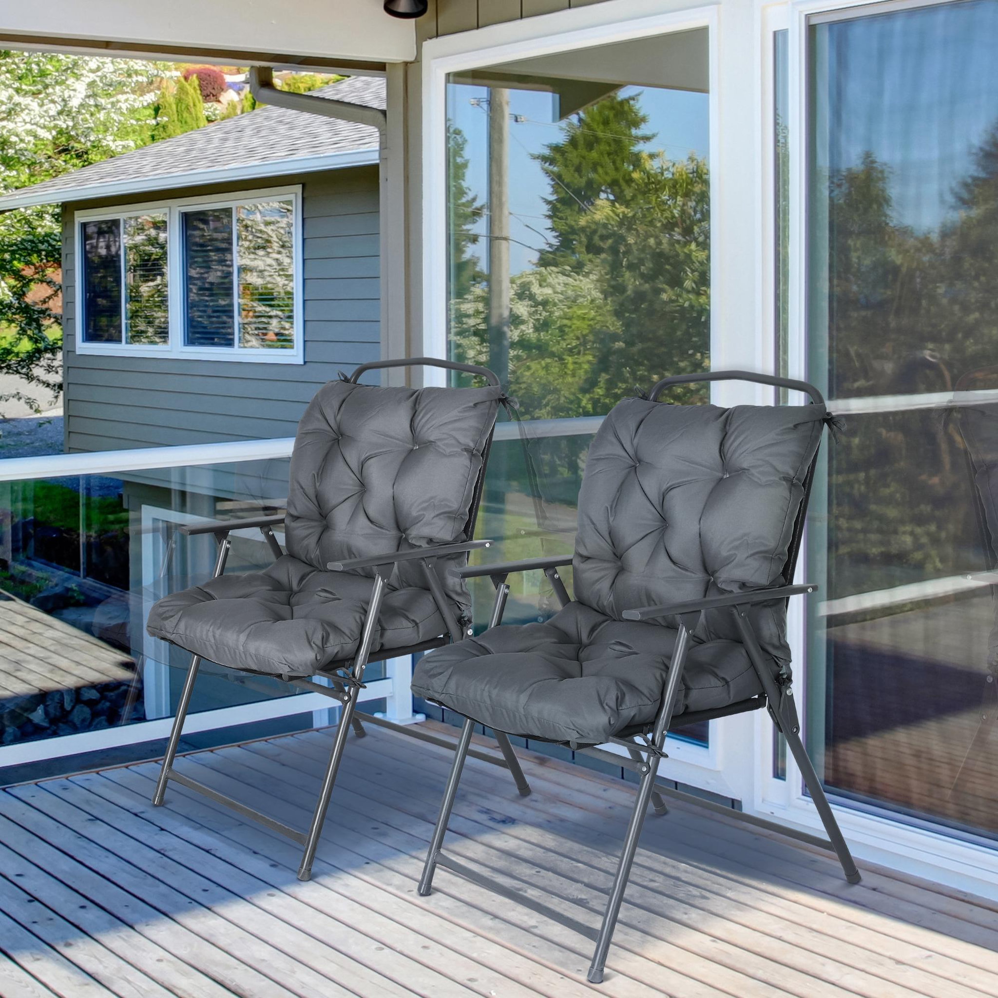 Voir la diapositive 2 : OUTSUNNY Lot de 2 coussins matelas assise dossier 2 en 1 pour chaise fauteuil grand confort 98L x 50l x 8H cm gris