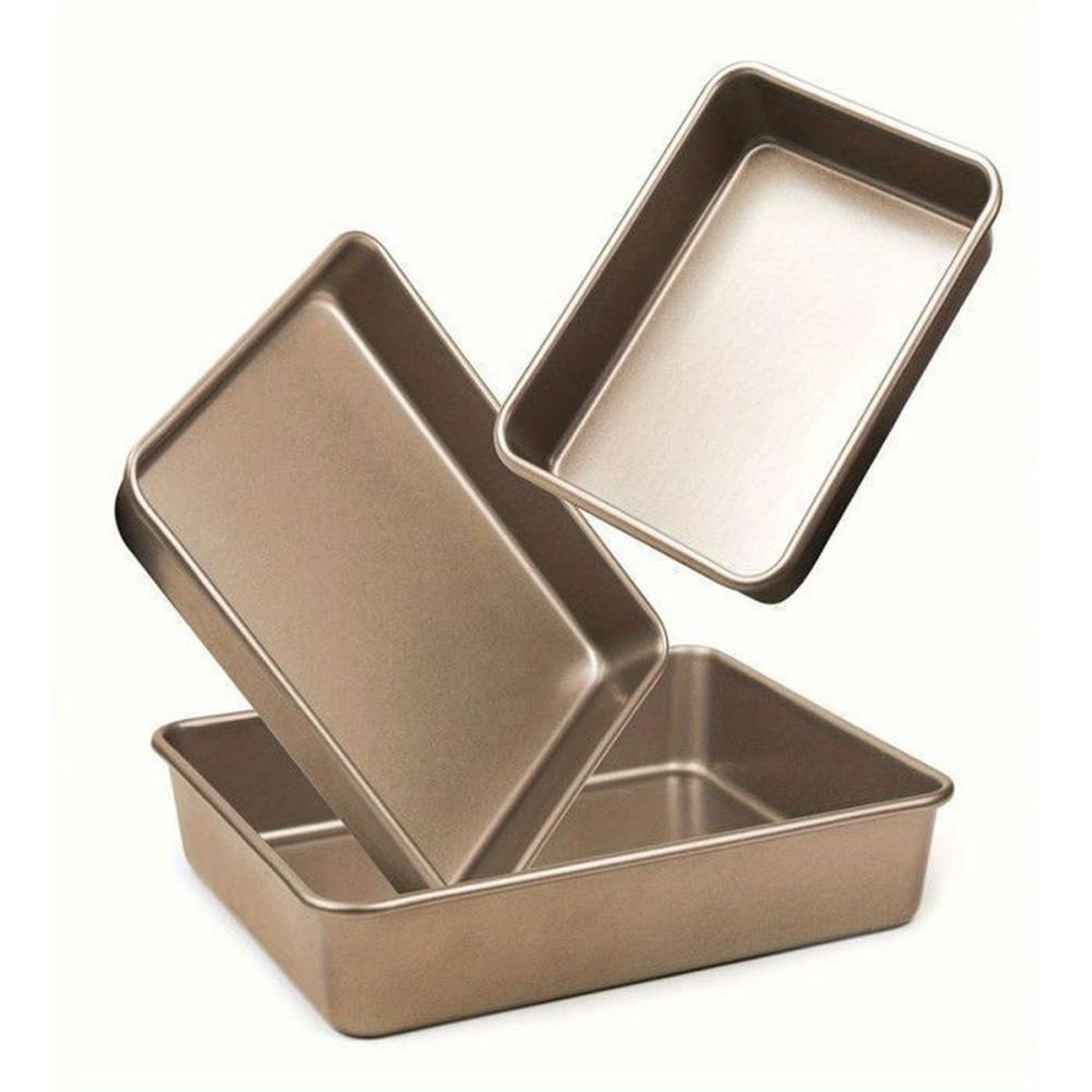 Set de 3 plateaux de cuisson rectangulaires pour four acier au carbone inox 22 28 32 cm antiadhésifs empilables