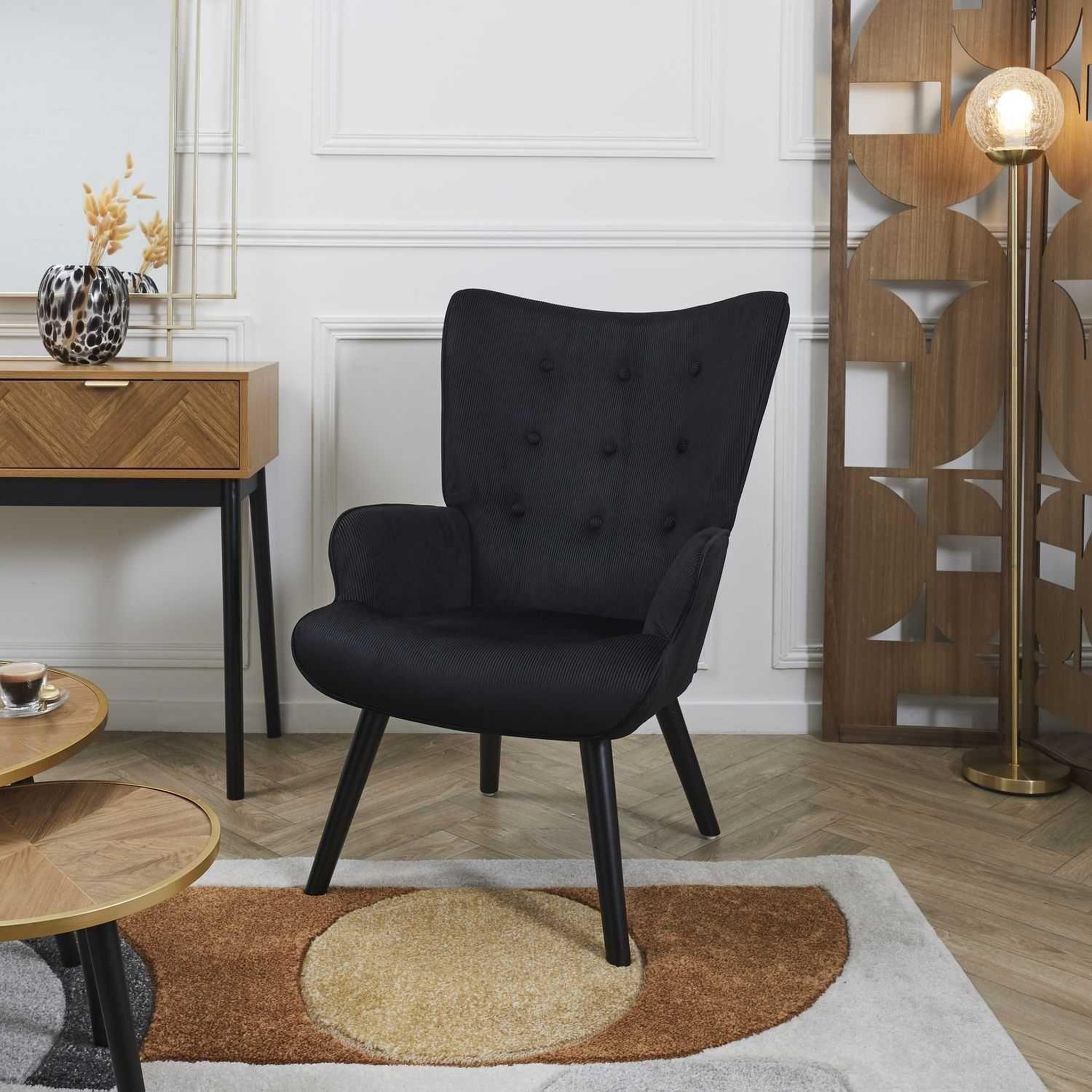 Voir la diapositive 2 : The Home Deco Factory Fauteuil de salon en velours côtelé Giulia