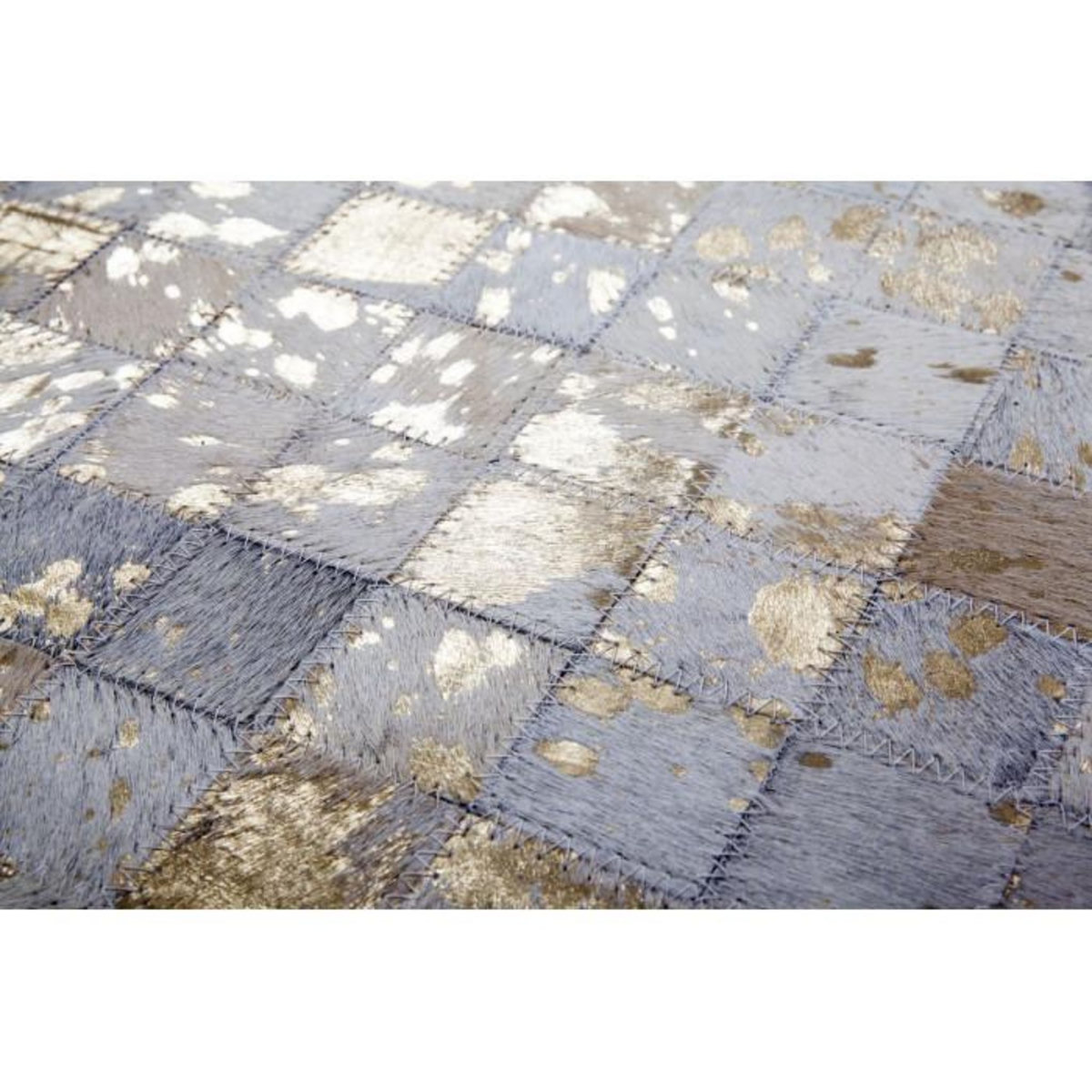 Paris Prix Tapis Patchwork en Cuir  Rocket  Ivoire & Or