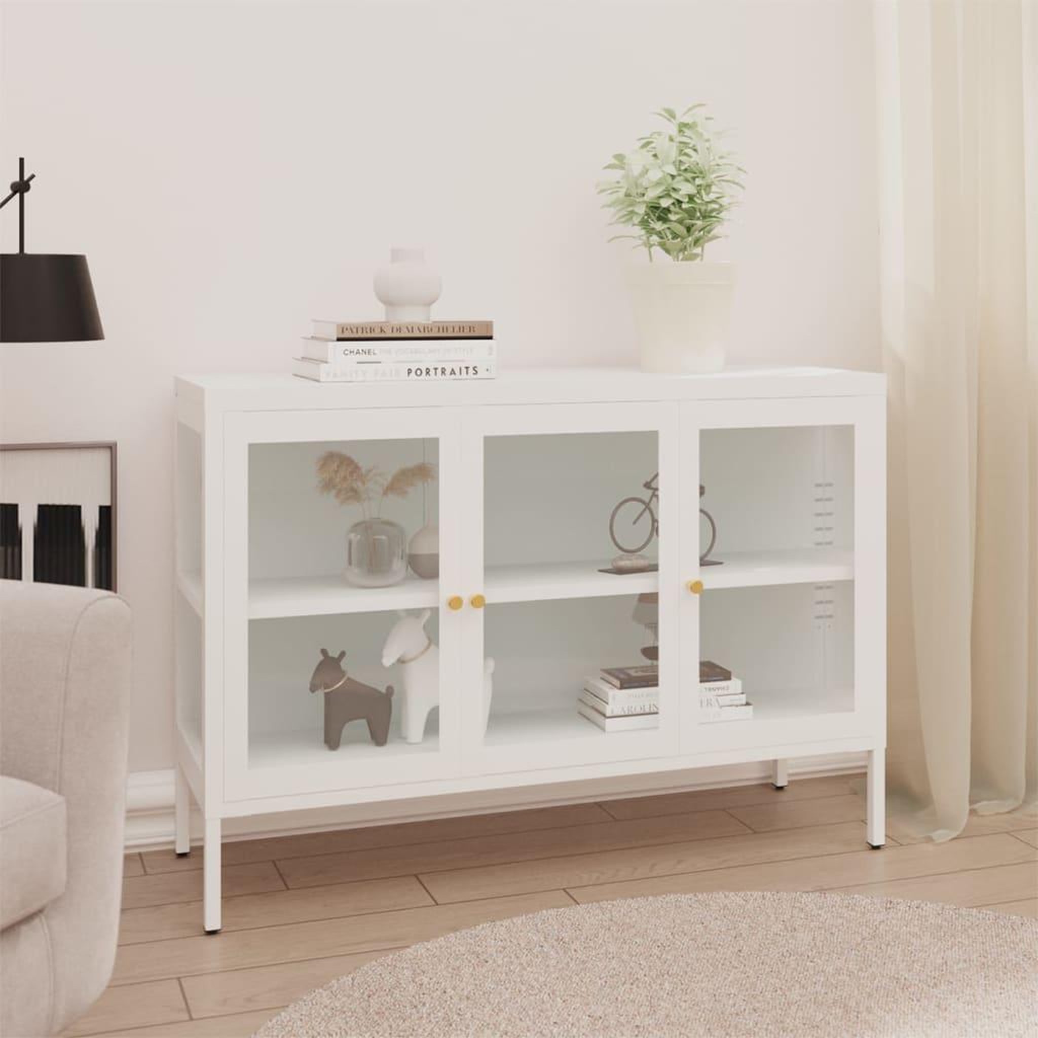 Voir la diapositive 1 : VIDAXL Buffet Blanc 105x35x70 cm Acier et verre
