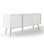 ID MARKET Buffet bas scandinave 135 cm EFFIE 3 portes bois blanc