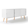 Voir la diapositive 1 : ID MARKET Buffet bas scandinave 135 cm EFFIE 3 portes bois blanc