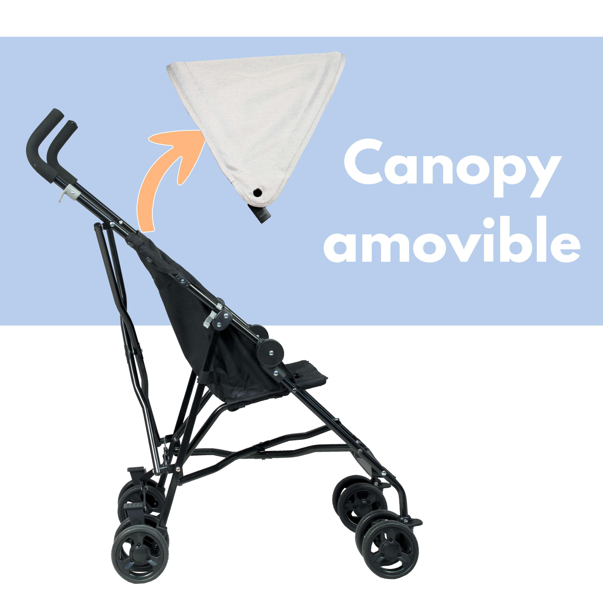 Voir la diapositive 4 : LOOPING Looping Poussette Canne Fixe avec Canopy | Black Chiné